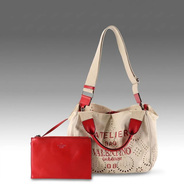 Valentino Garavani Canvas and Leather Atelier 08 San Gallo Edition Tote Bag