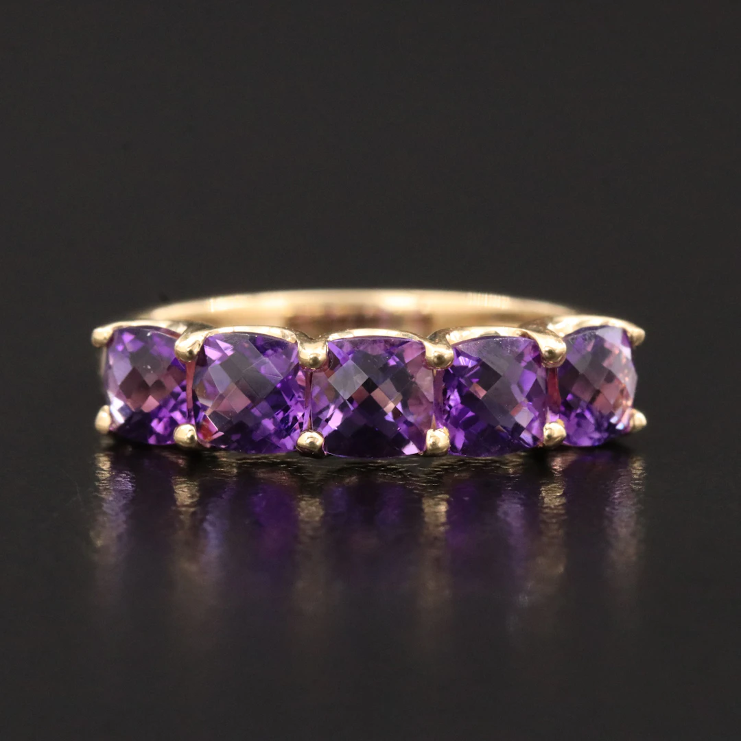 14K Amethyst Five Stone Ring