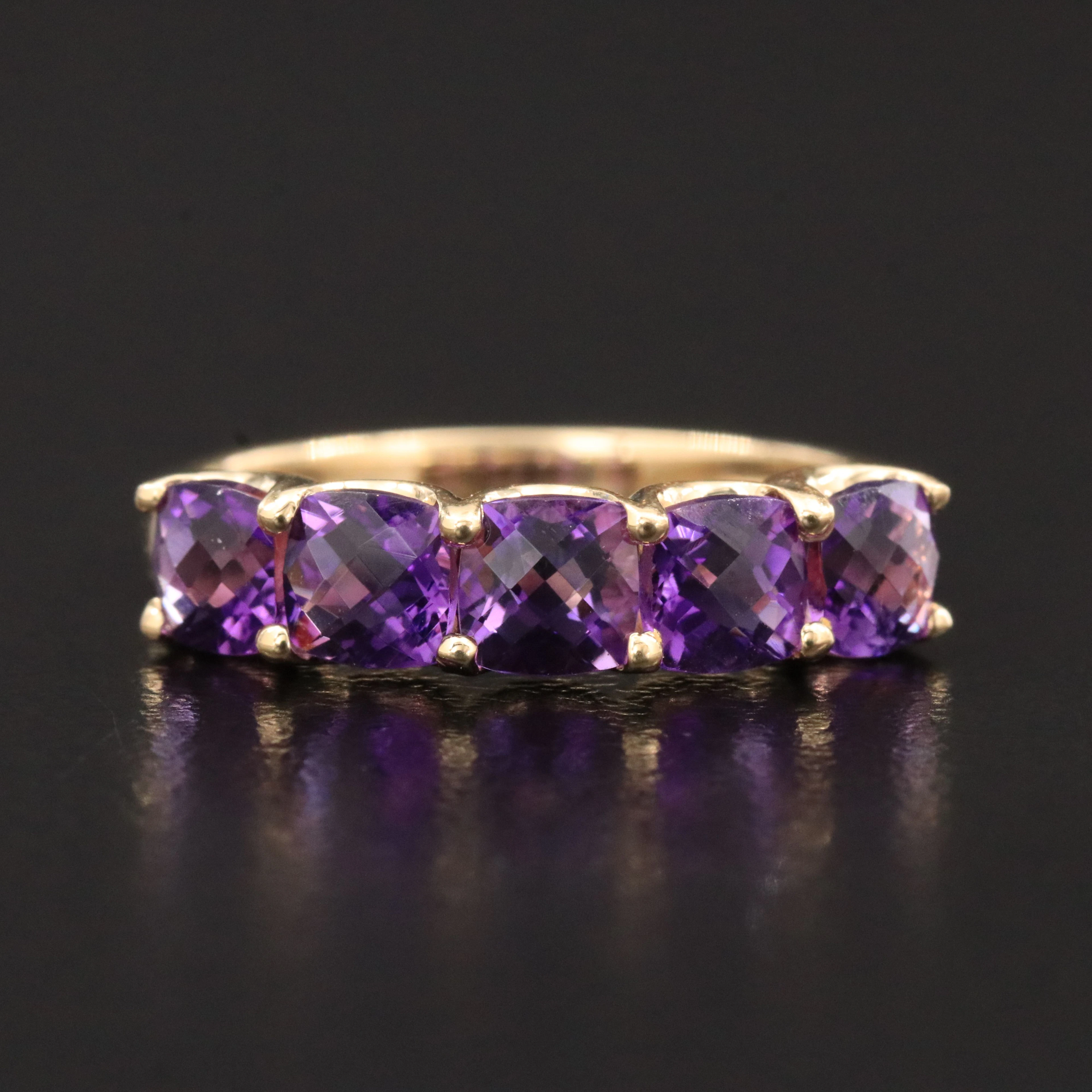 14K Amethyst Five Stone Ring