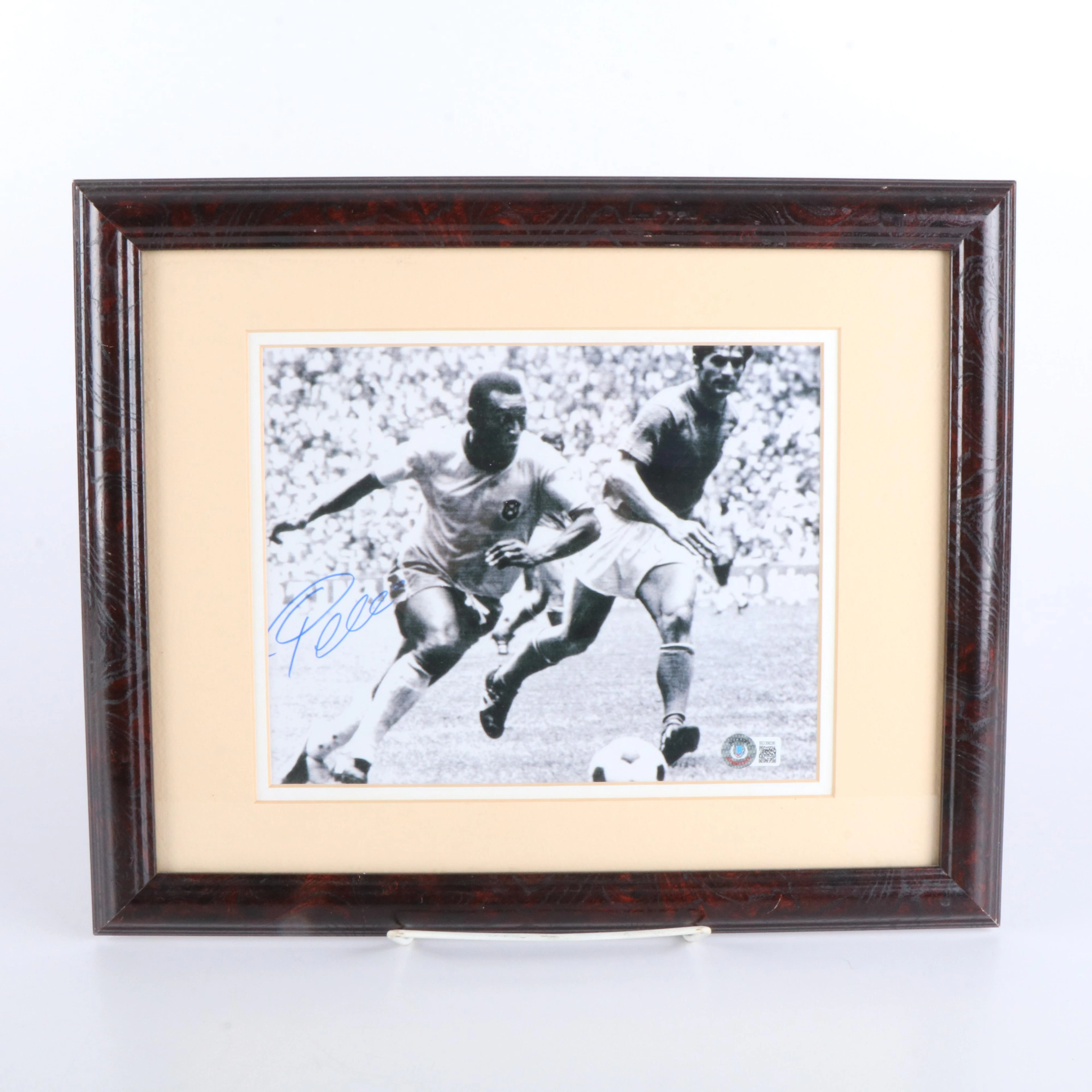 Pelé Signed Soccer Print in Matted Frame, Beckett