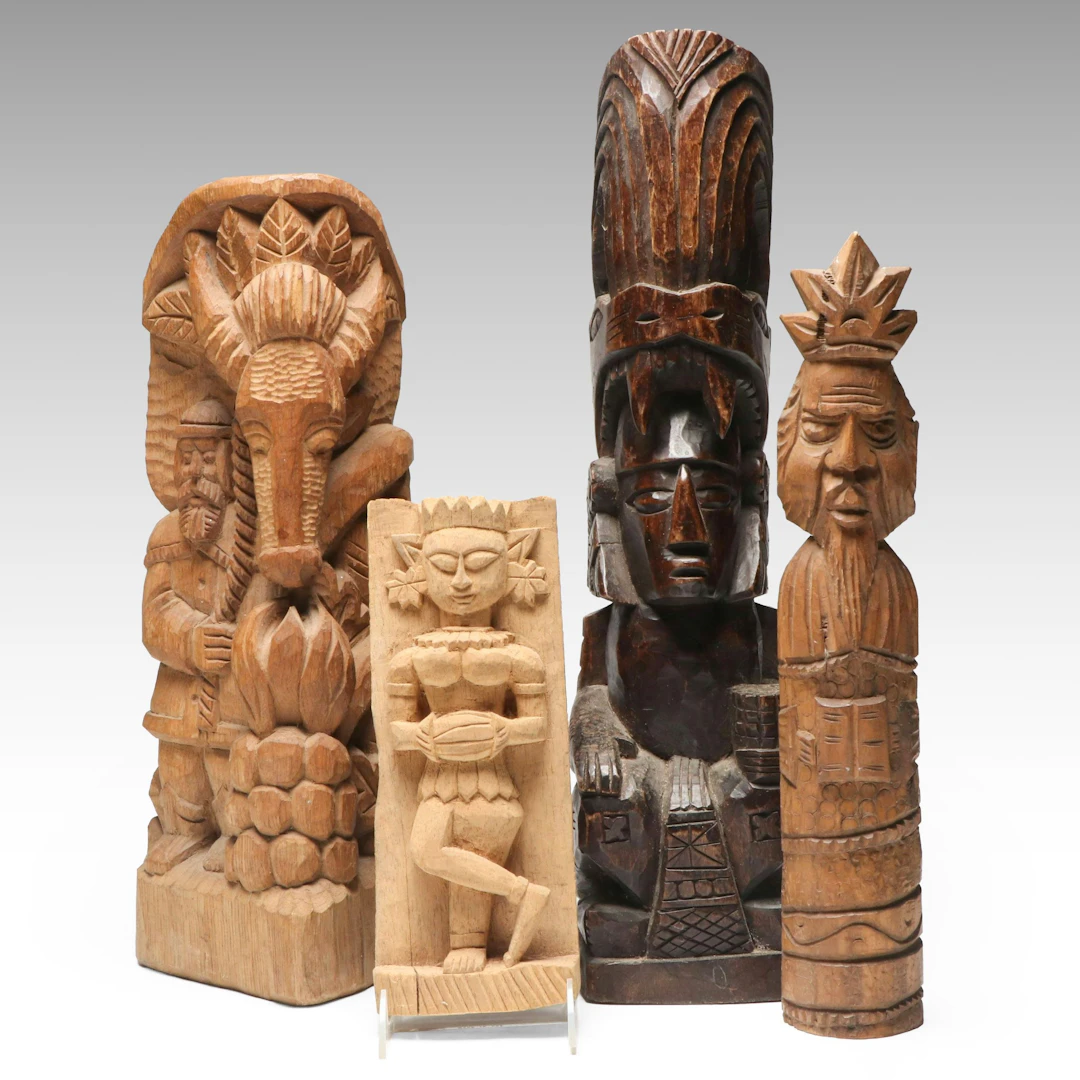 Assorted Souvenir Carved Wood Totems