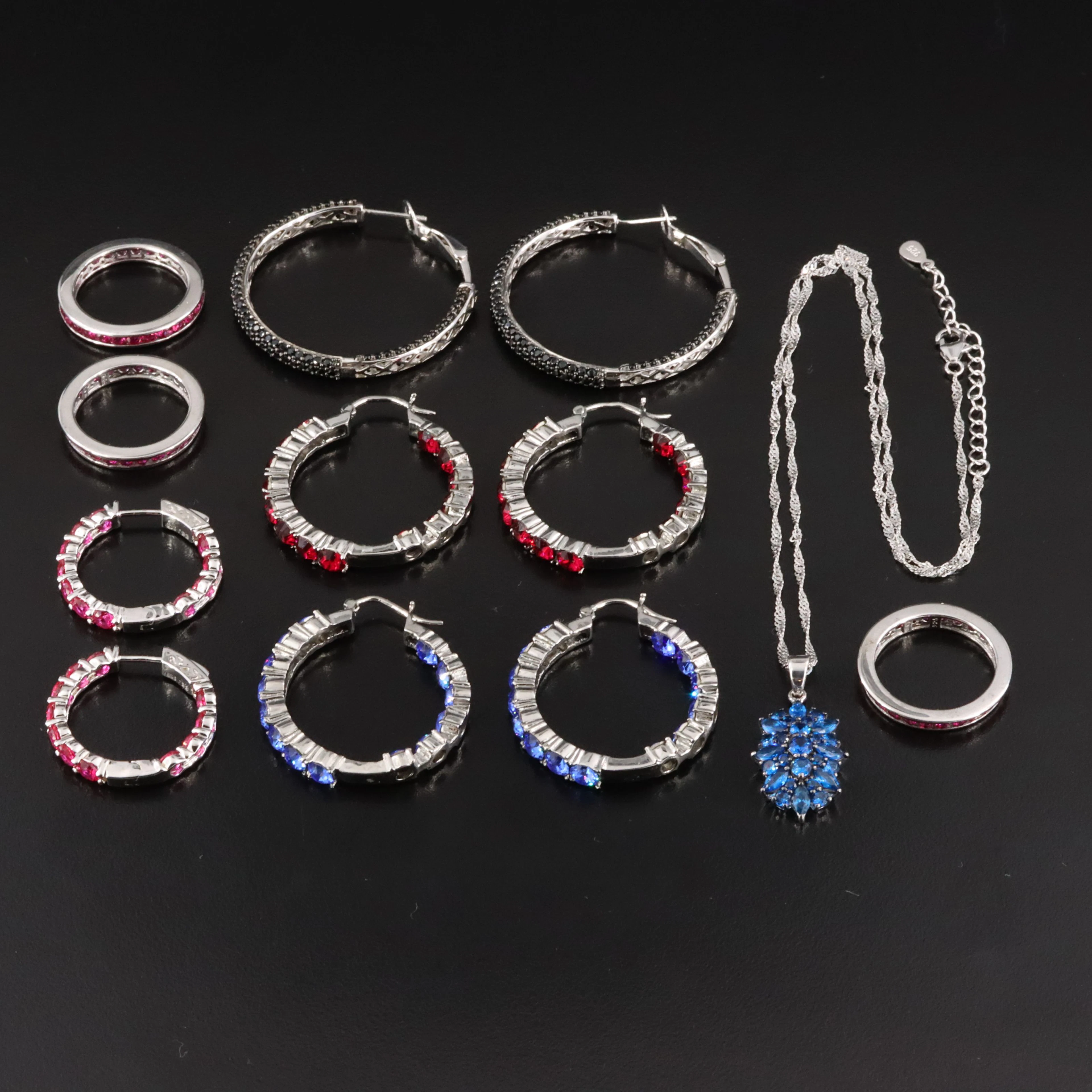 Sterling, Rhinestones and Ruby Featured in Jewelry