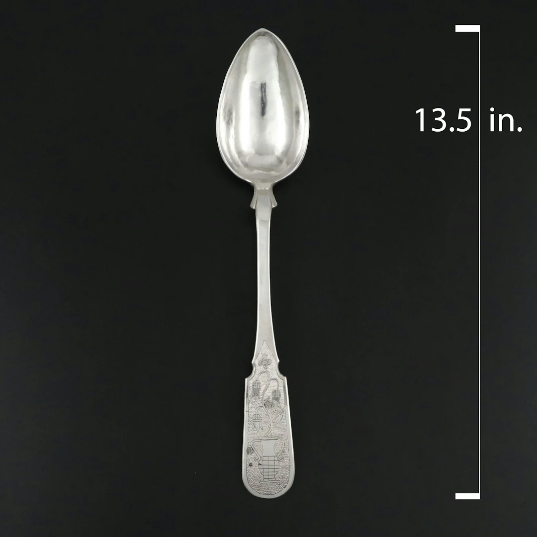 Antique Continental Silver Plate Serving Spoon
