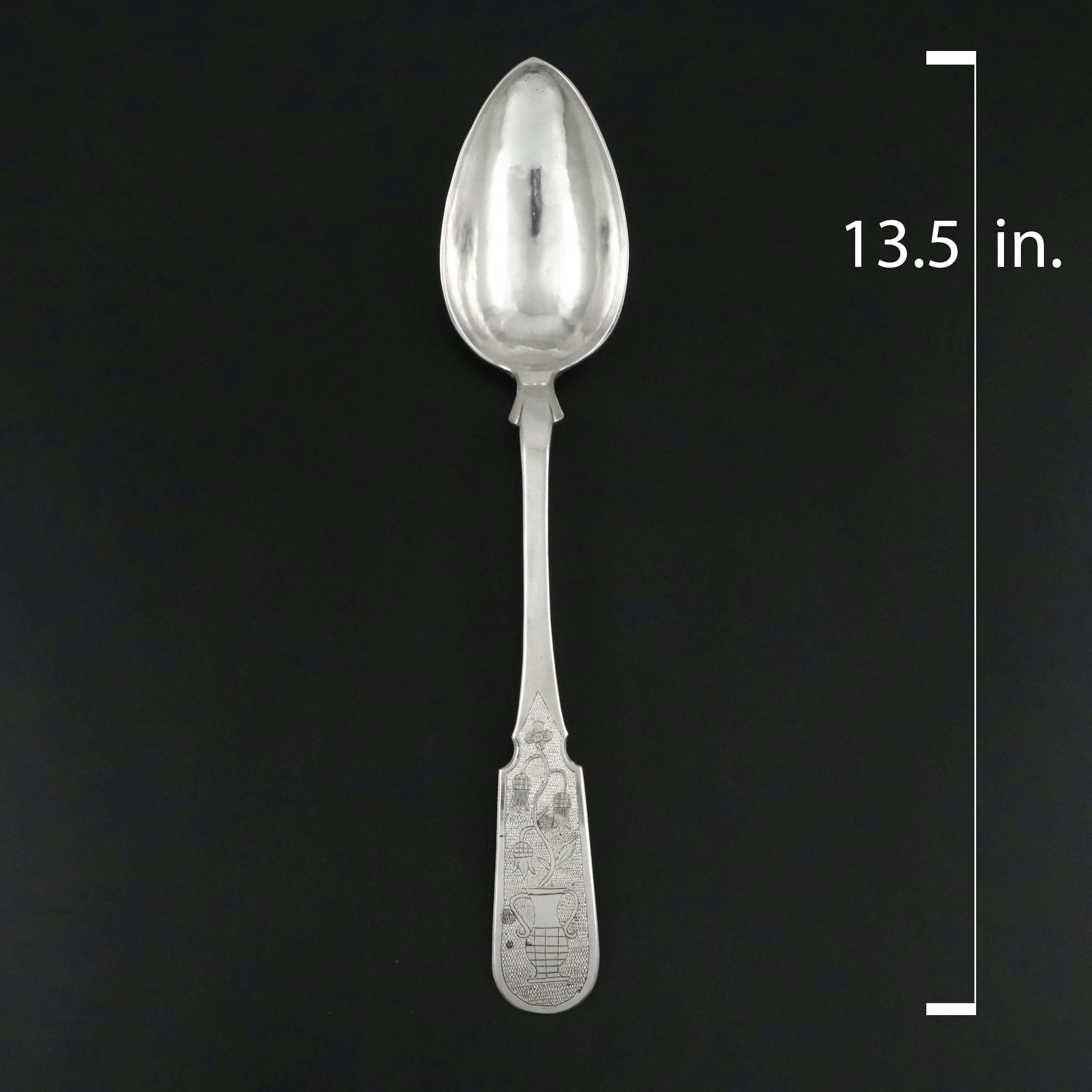 Antique Continental Silver Plate Serving Spoon