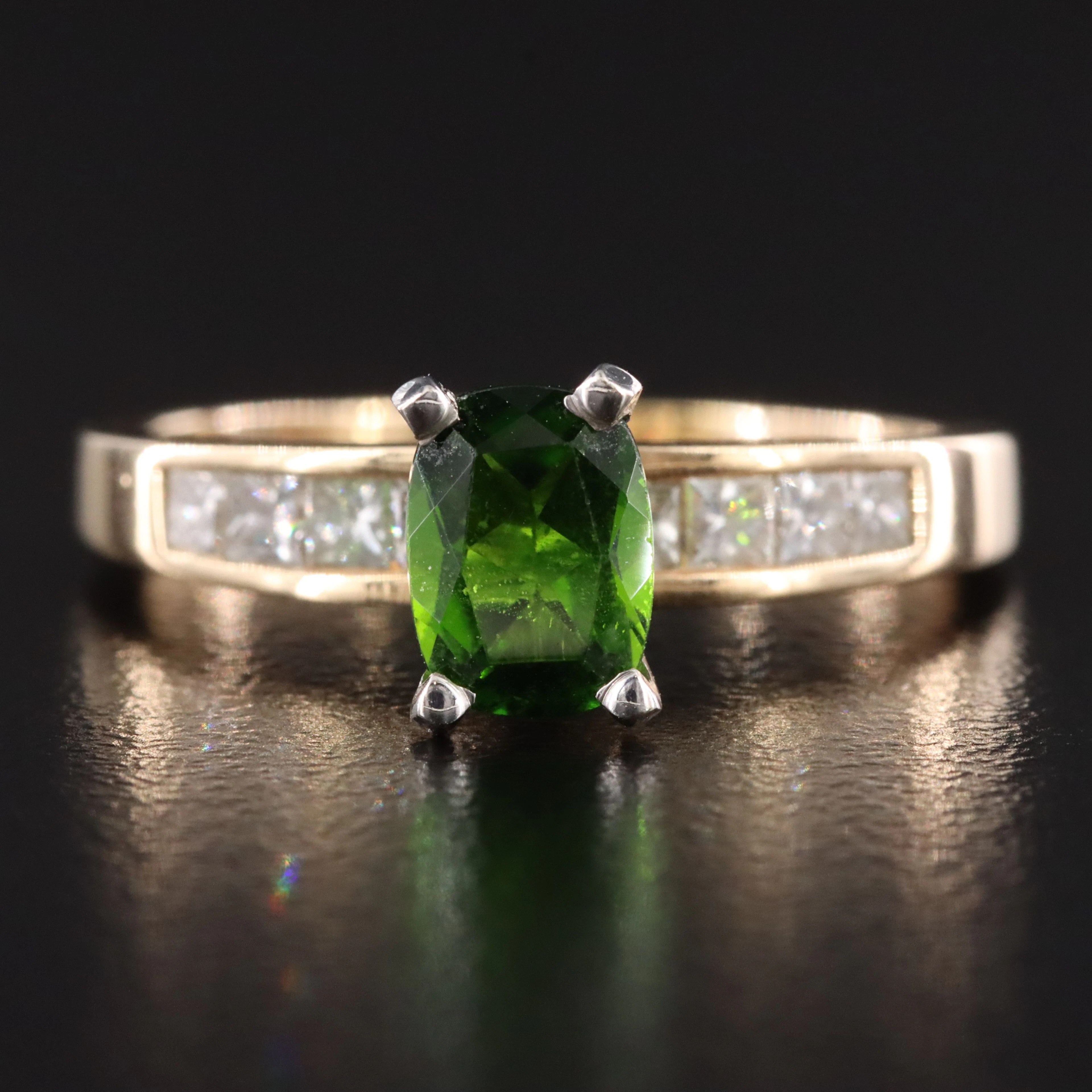 14K Chrome Diopside and Diamond Ring