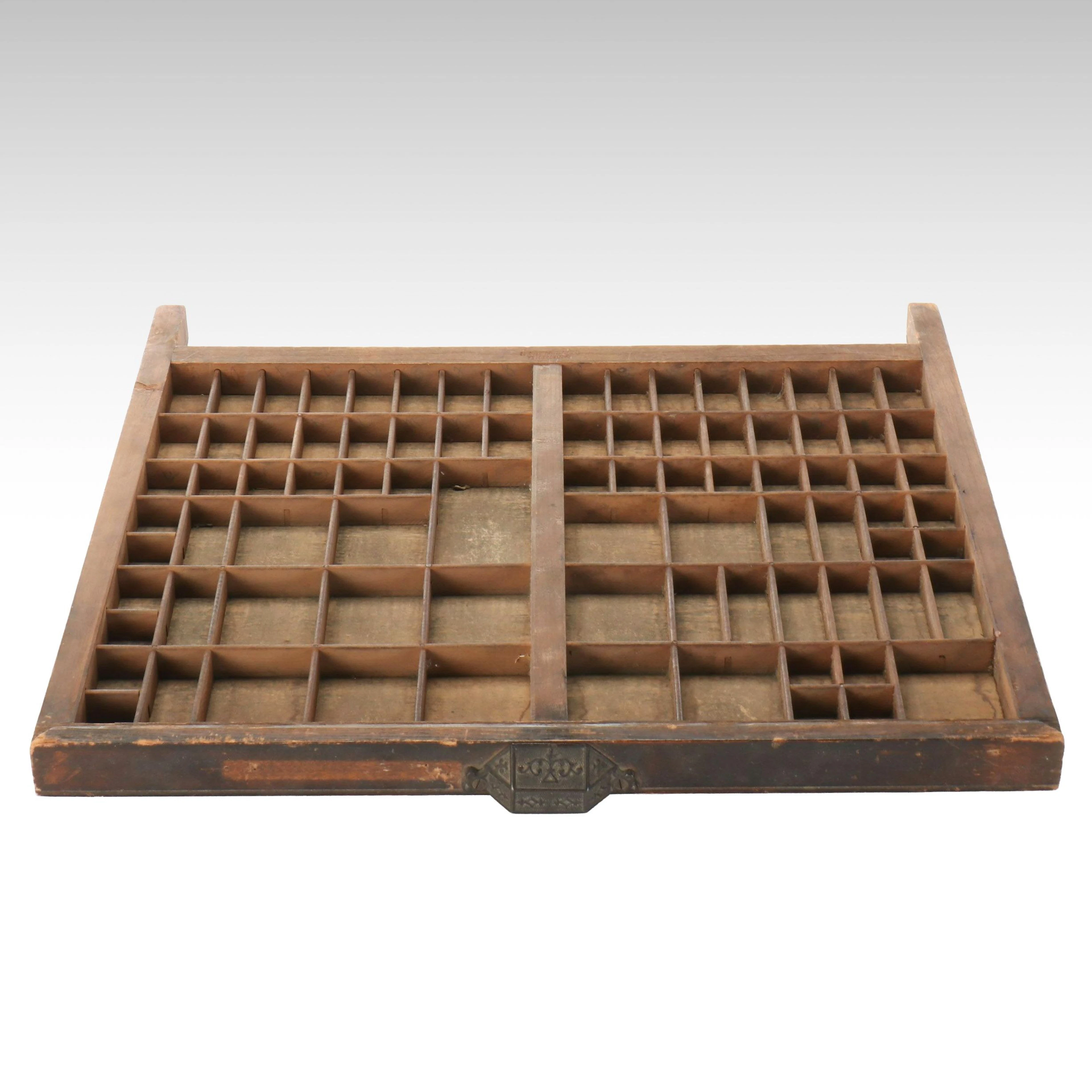 Antique Wooden Typeset Printer's Tray
