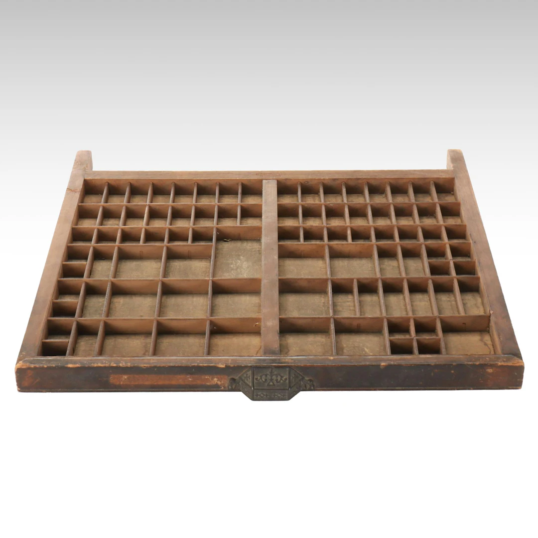 Antique Wooden Typeset Printer's Tray