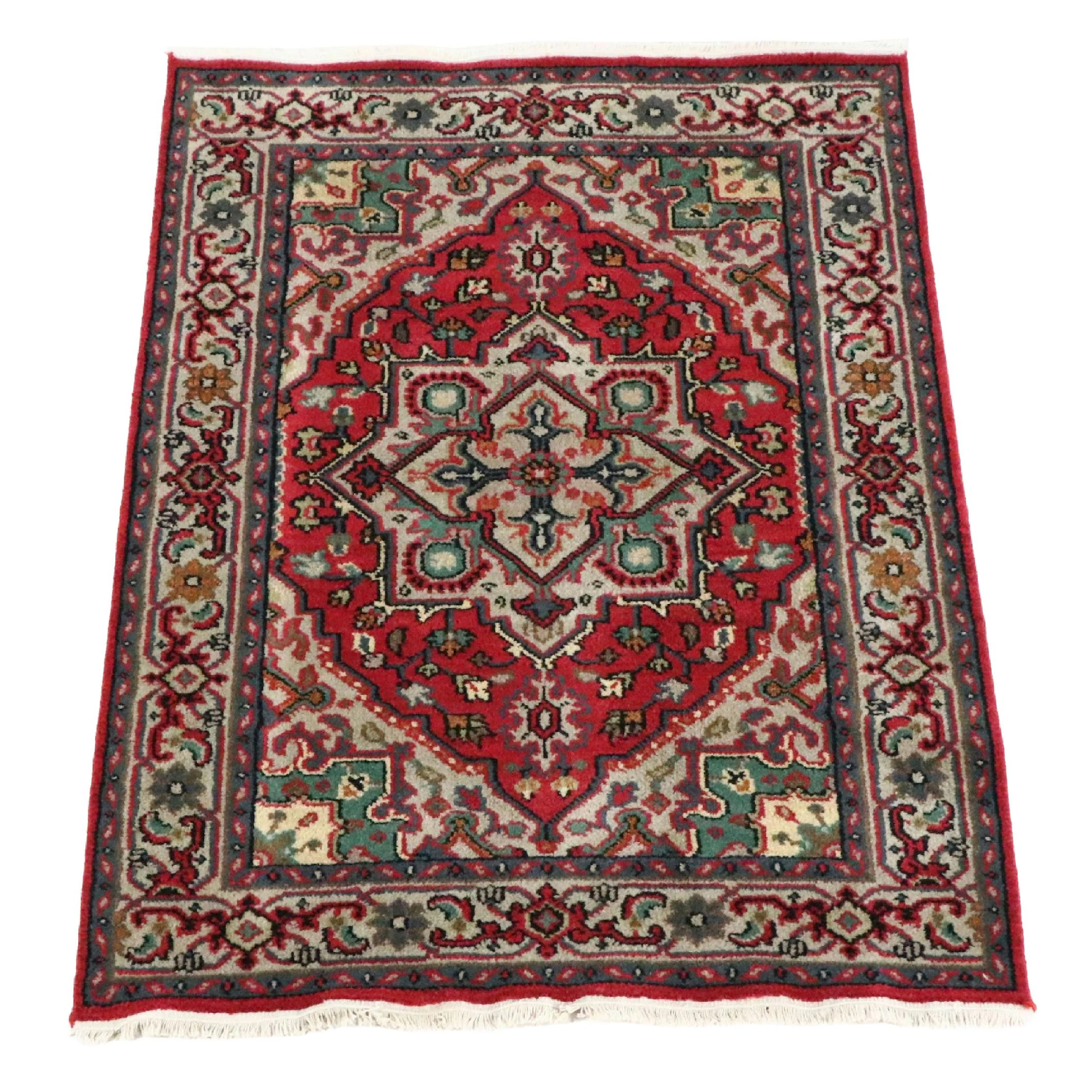 4' x 5'11 Hand-Knotted Indo-Persian Heriz Area Rug