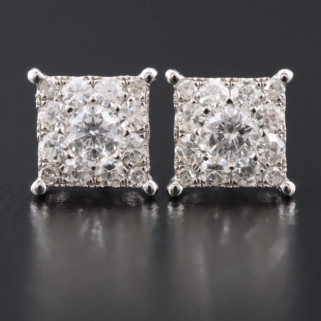 14K 0.49 CTW Pavé Diamond Earrings