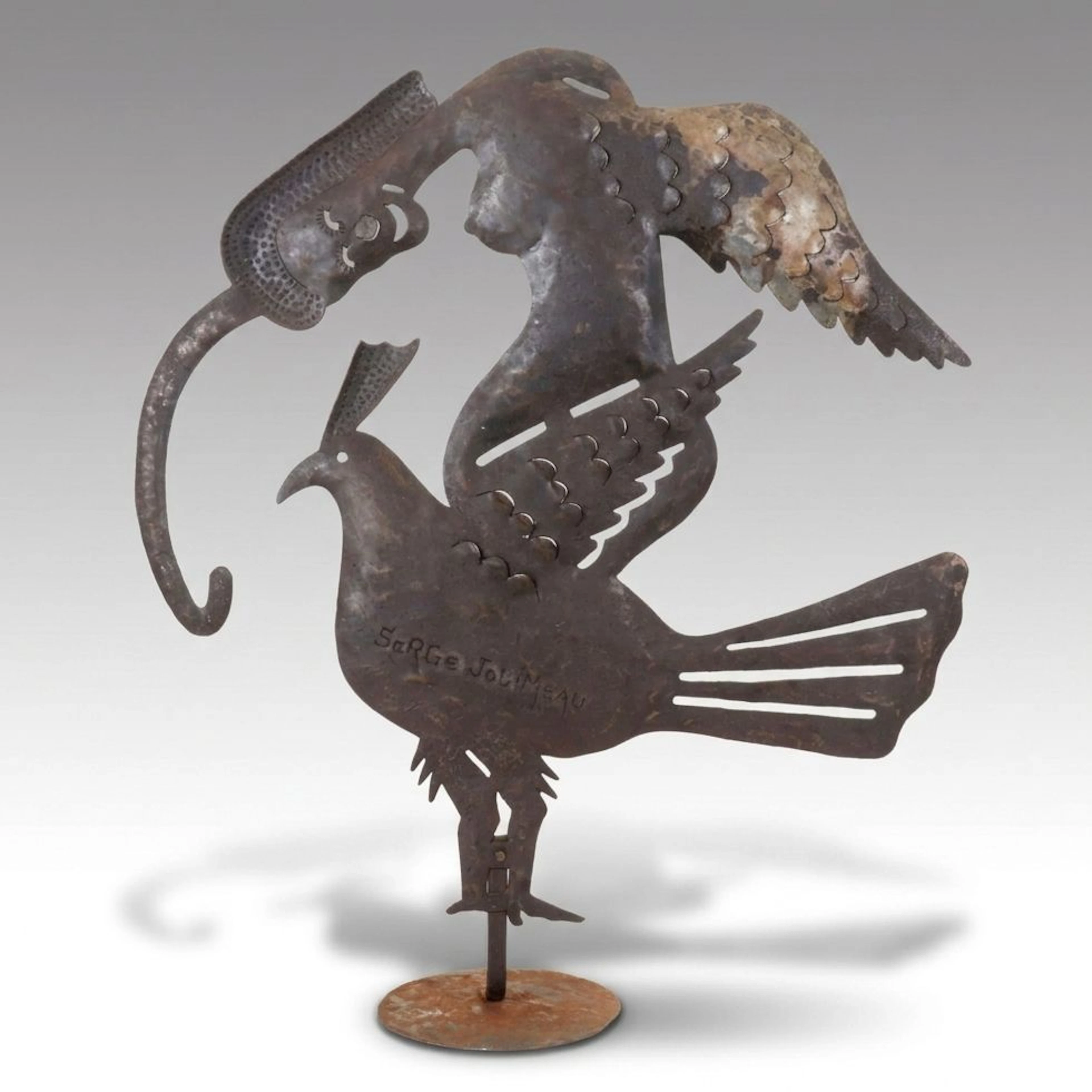 Serge Jolimeau Hatian Folk Art Metal Sculpture