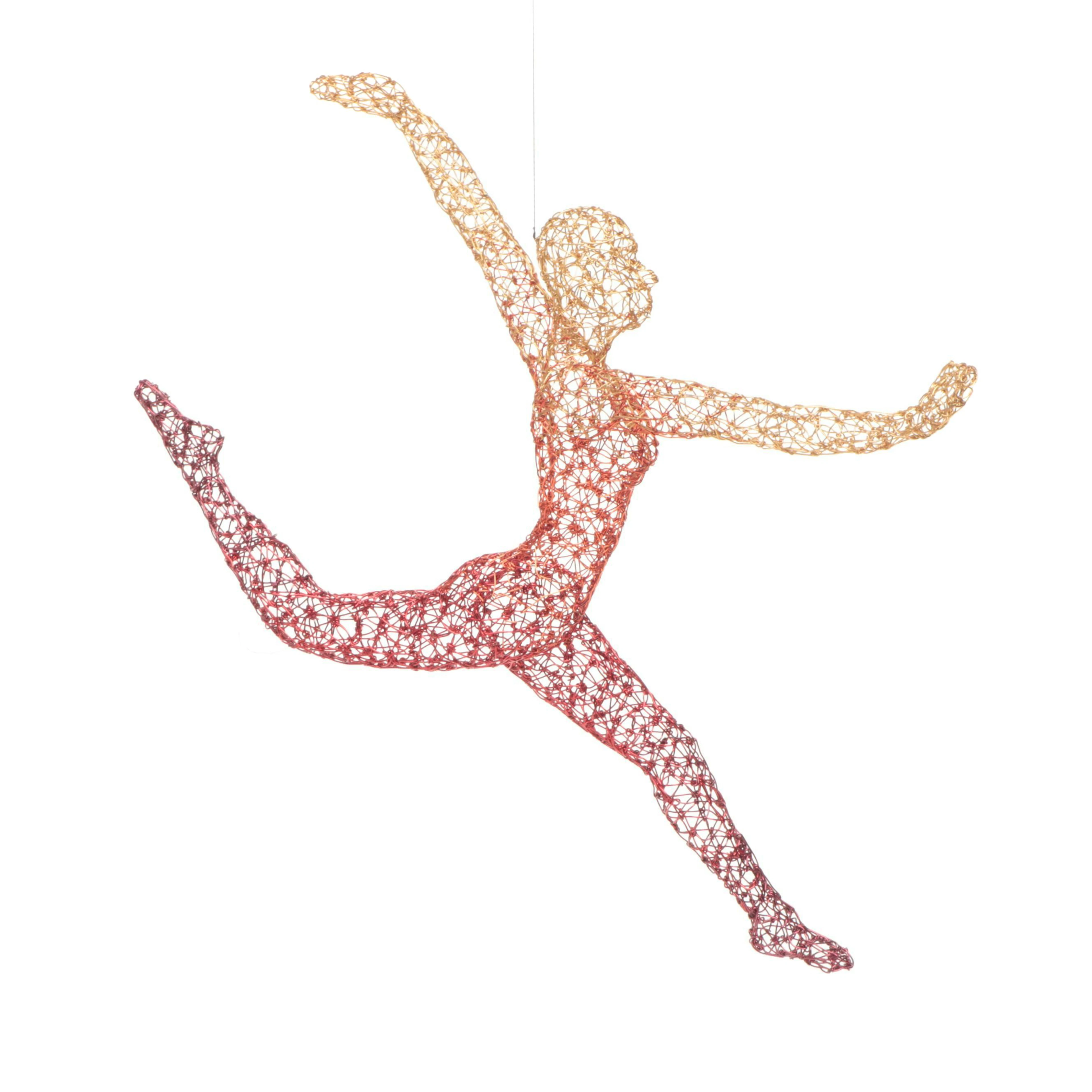 Michael Gard Figural Woven Wire Sculpture of Leaping Dancer, 21st Century