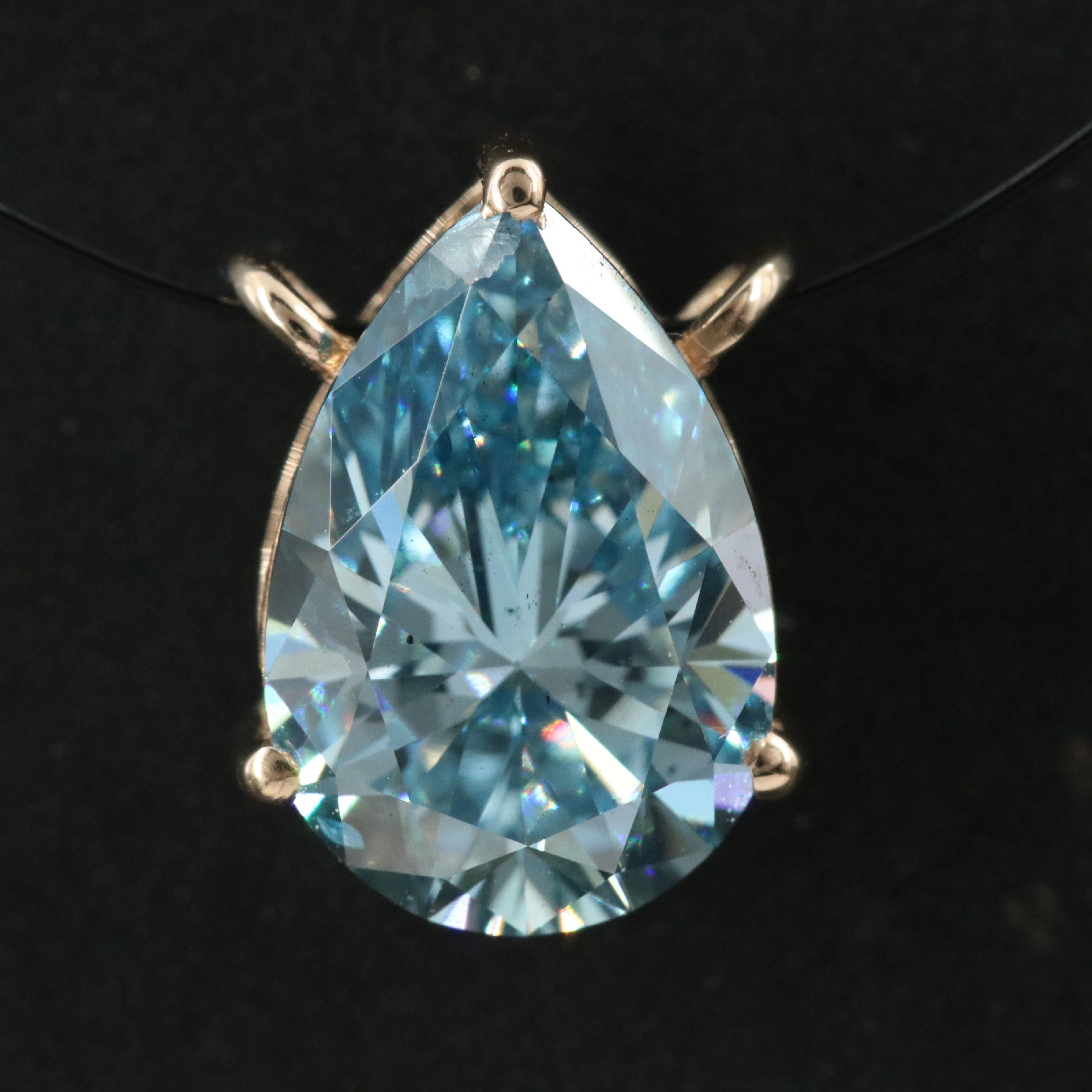 14K Pendant Setting with 2.05 CT Fancy Blue Lab Grown Diamond