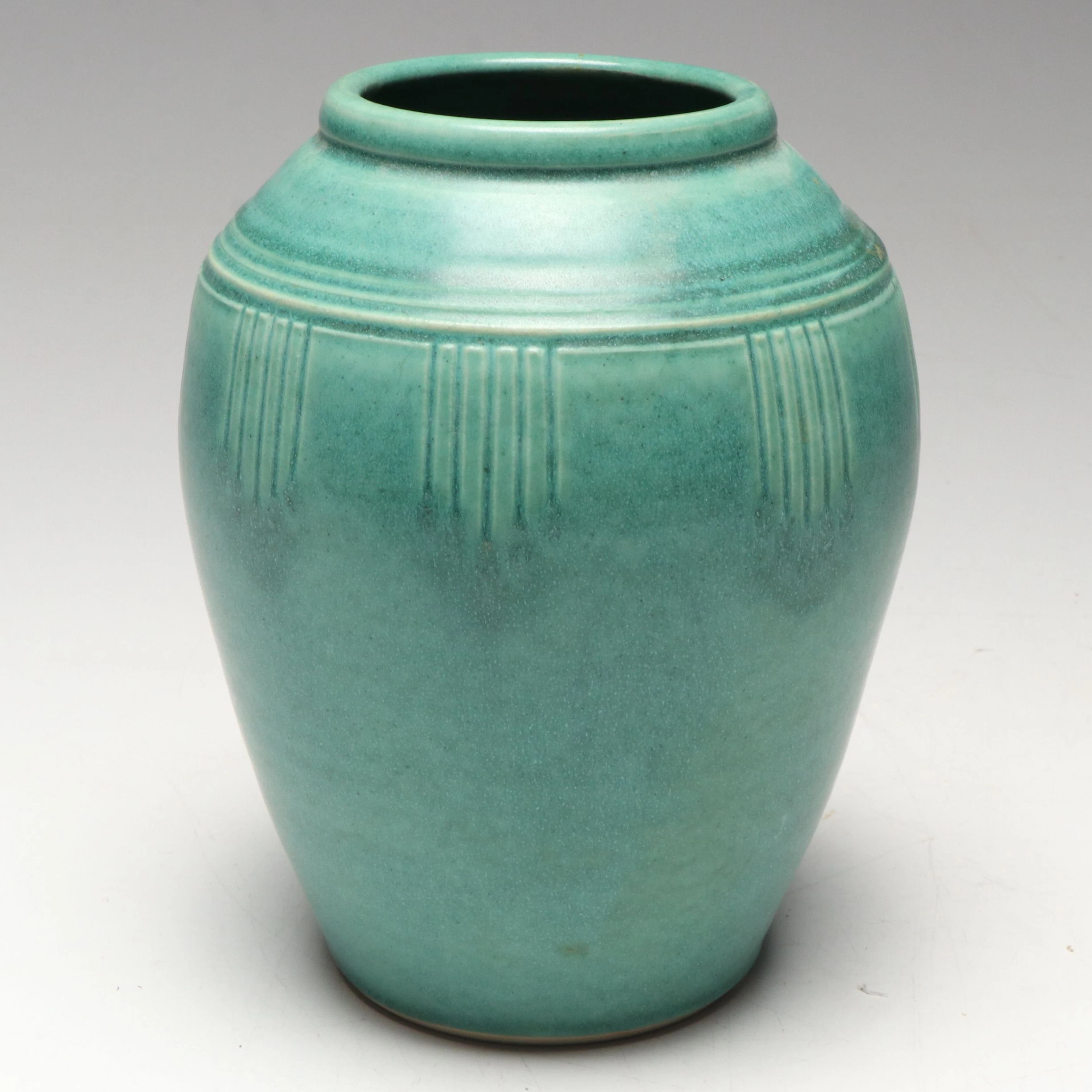 Art Deco Style Turquoise Matte Glaze Ceramic Vase