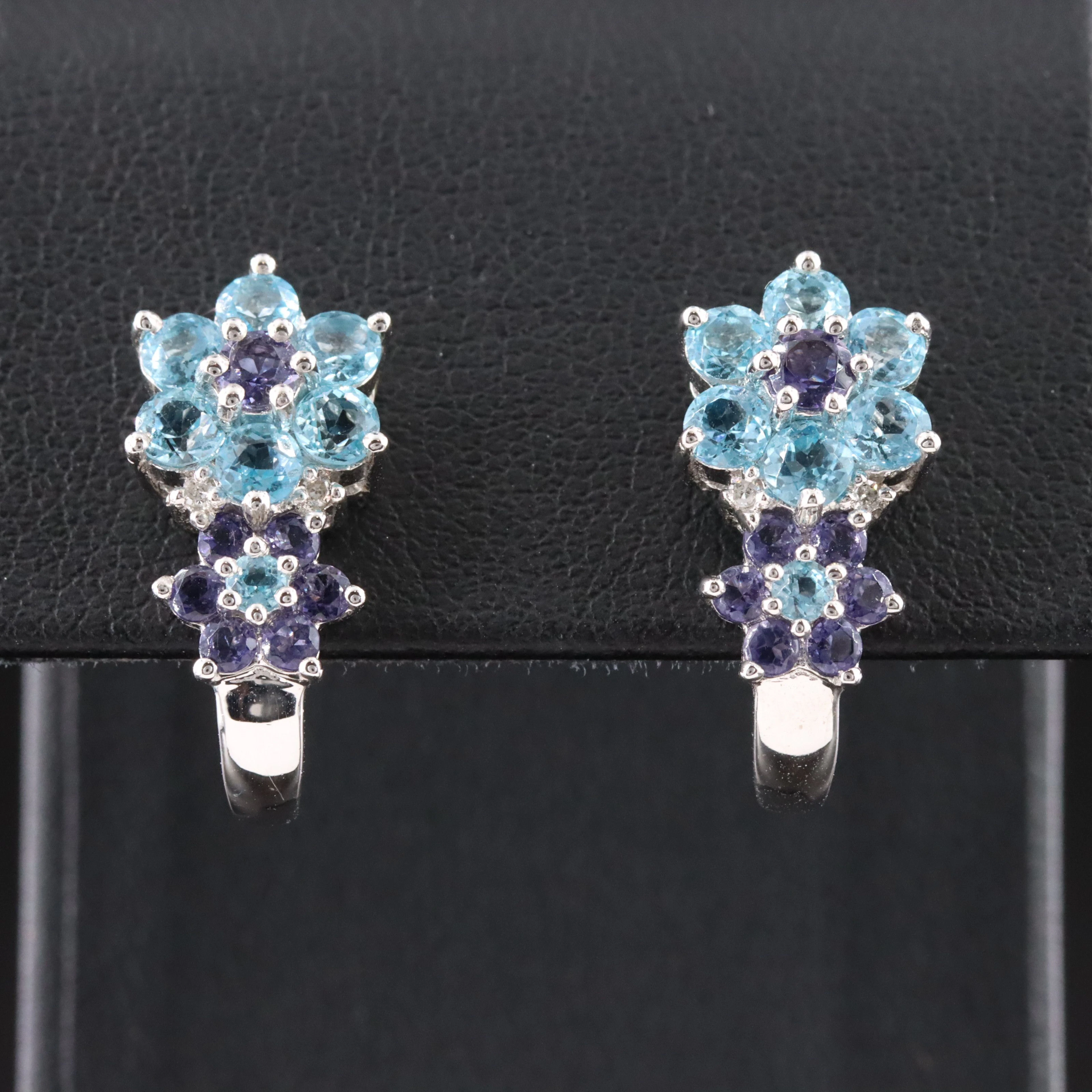 14K Topaz, Iolite and Diamond Earrings