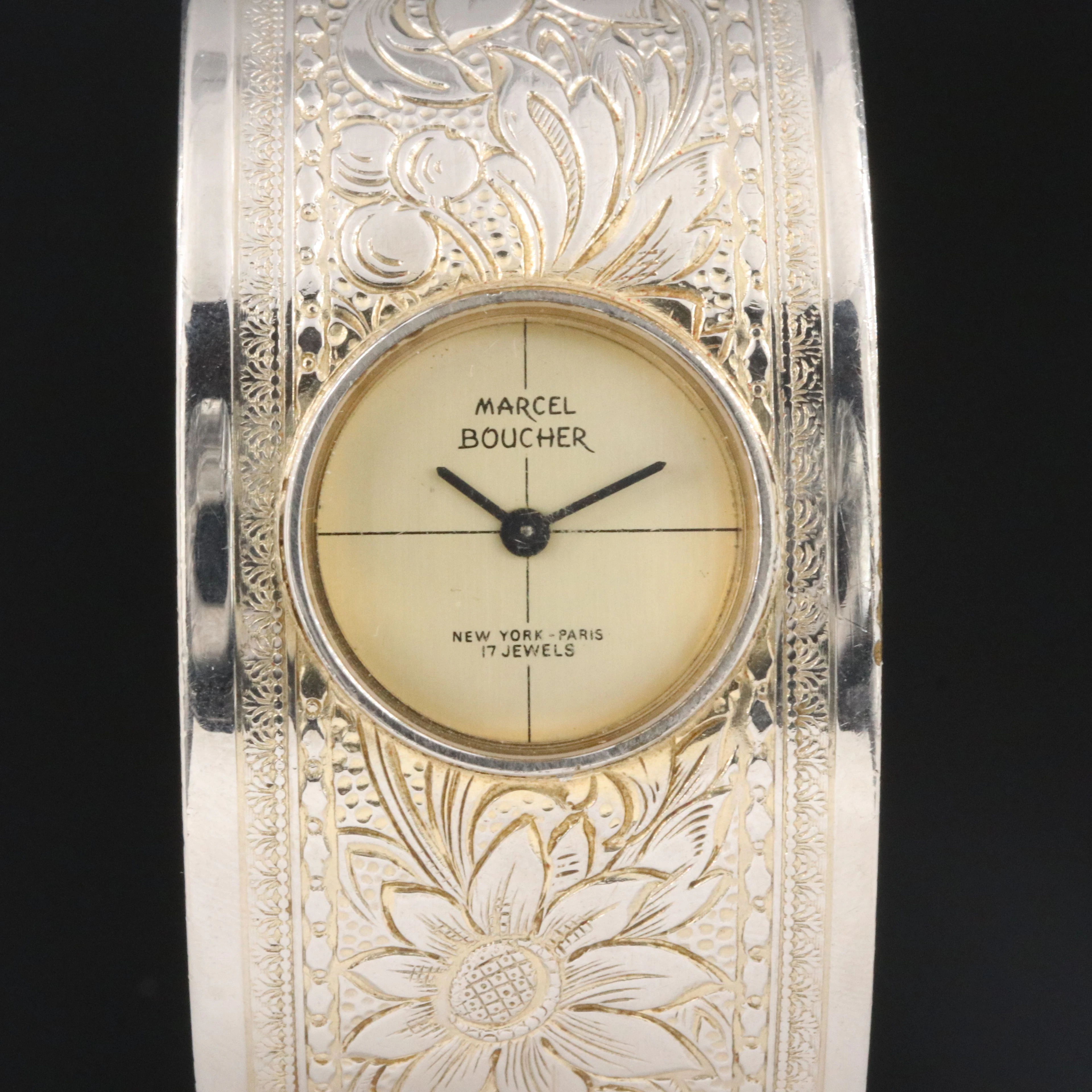 Marcel Boucher Floral Cuff Bracelet Watch