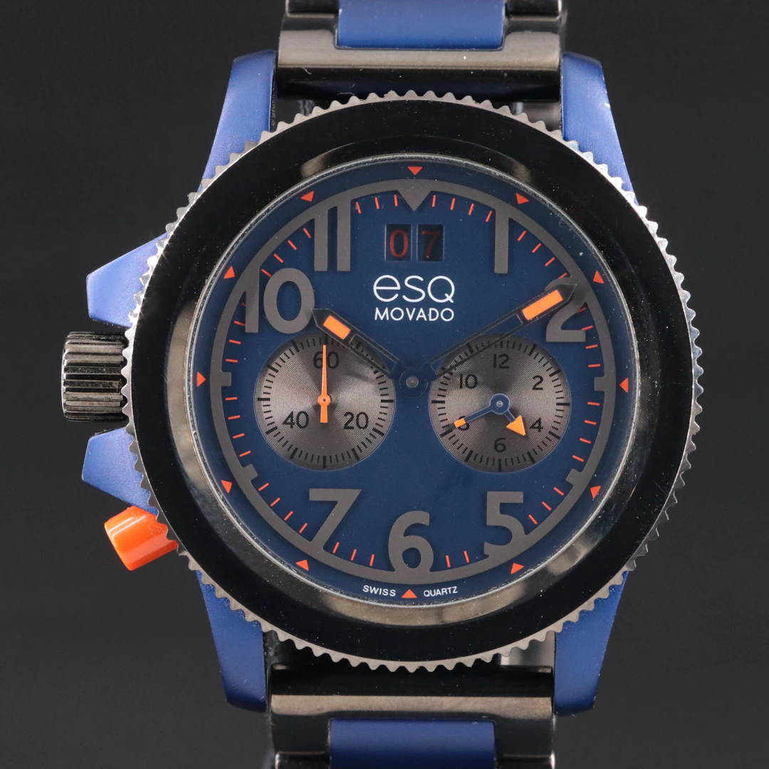 ESQ Movado Fushion Lefty Collection Aluminum and Steel Swiss Quartz Watch