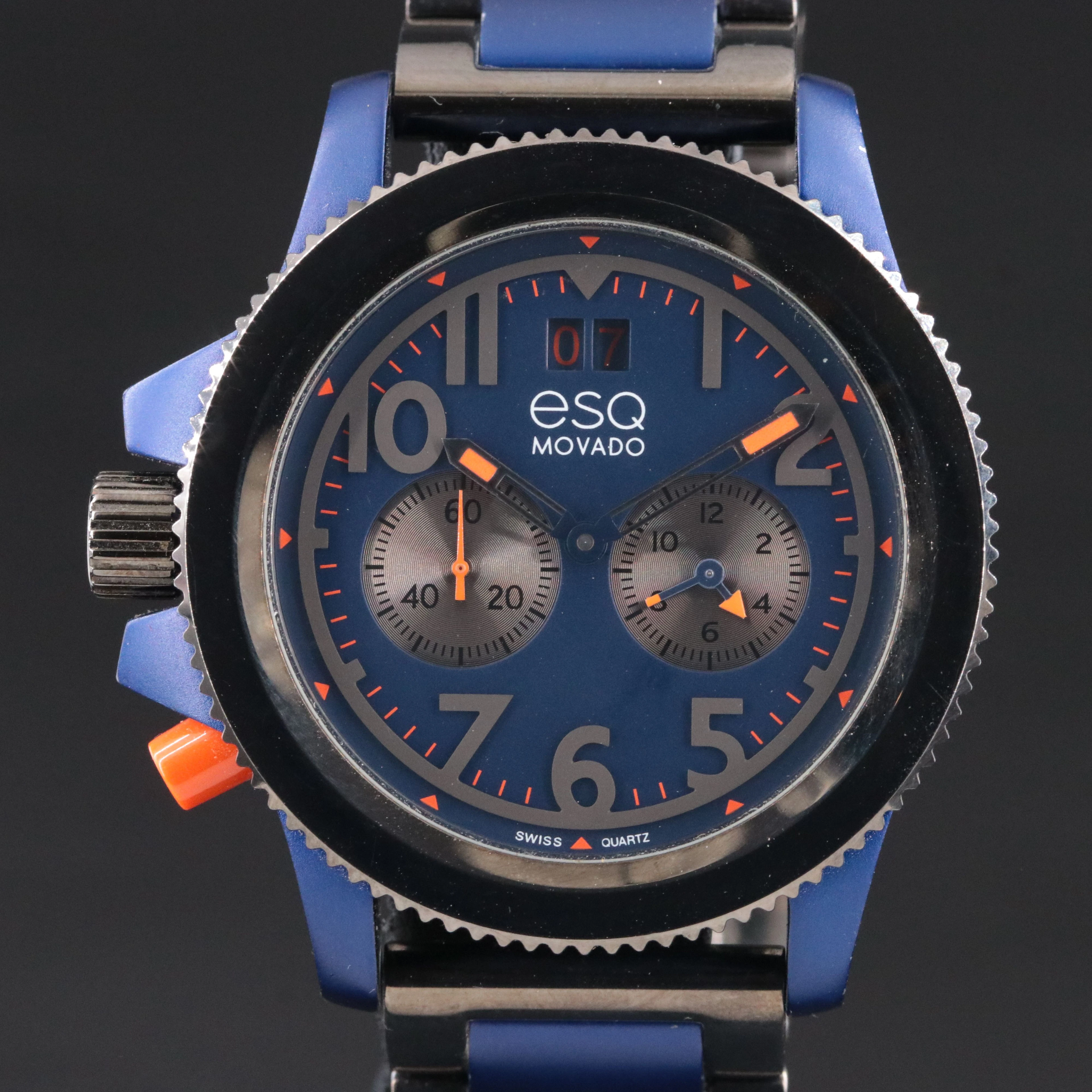ESQ Movado Fushion Lefty Collection Aluminum and Steel Swiss Quartz Watch