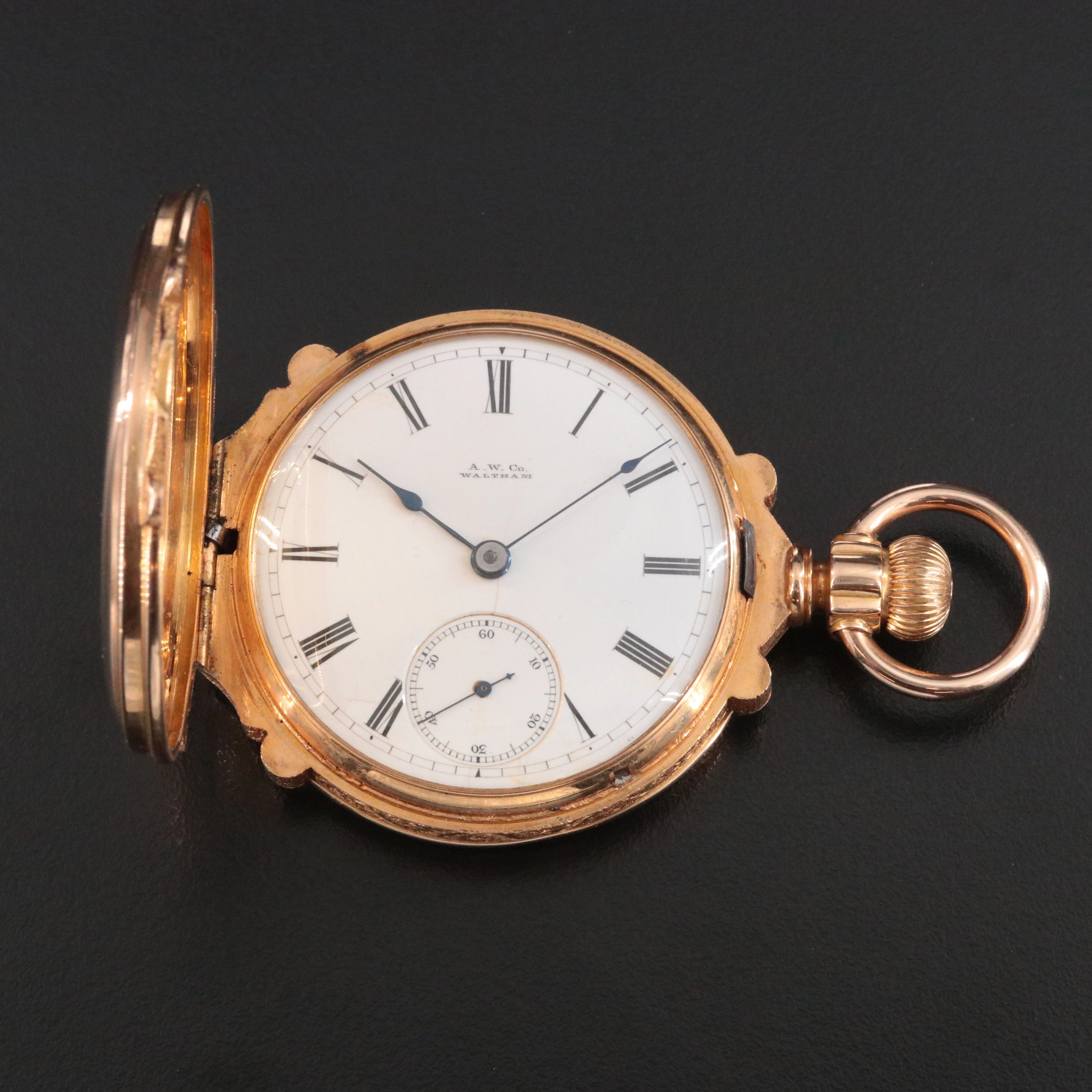 1881 A.W.C. Waltham Appelton, Tracy & Co. Grade 18K True Box Hinge Pocket Watch