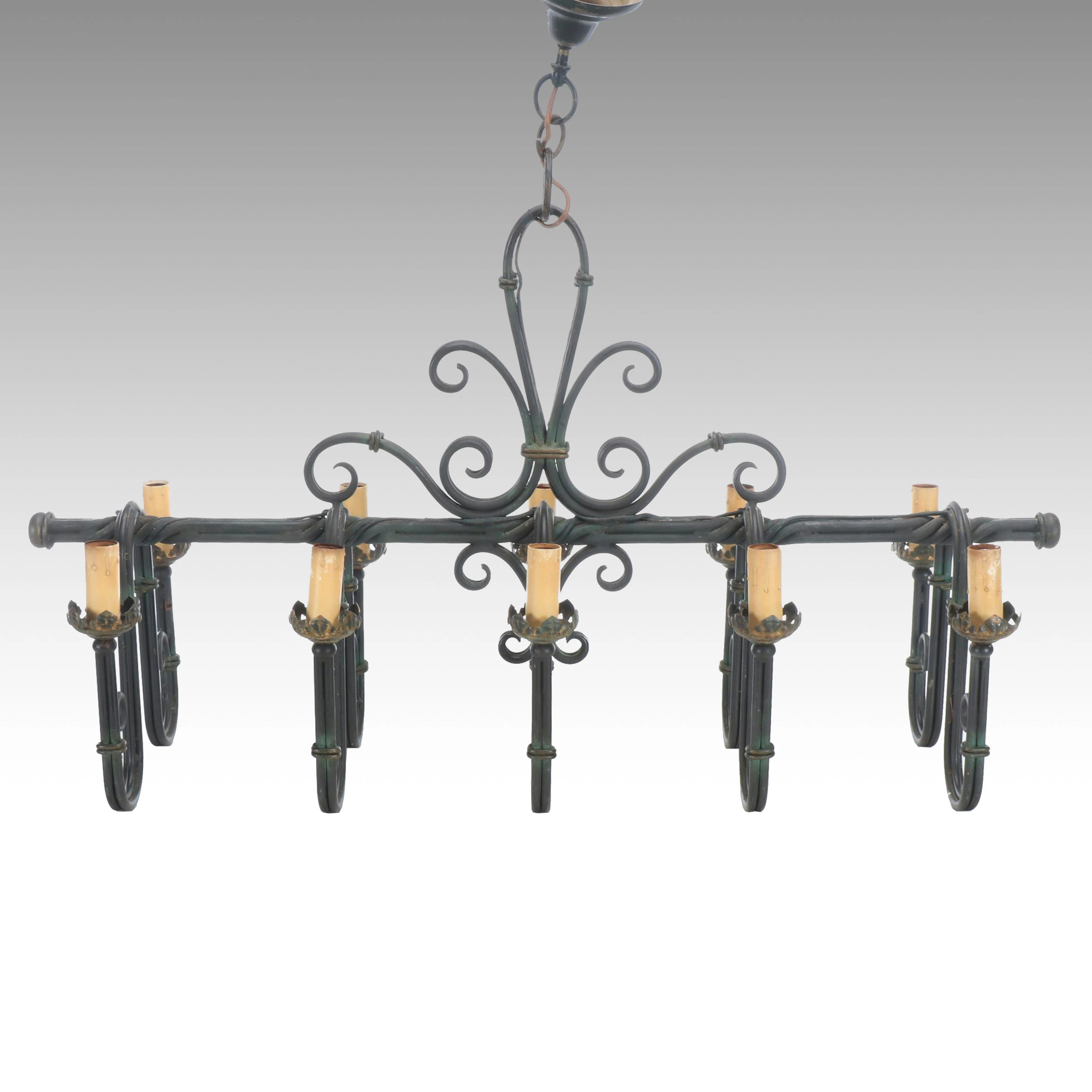 Spanish Colonial Style Wrought Iron Chandelier
