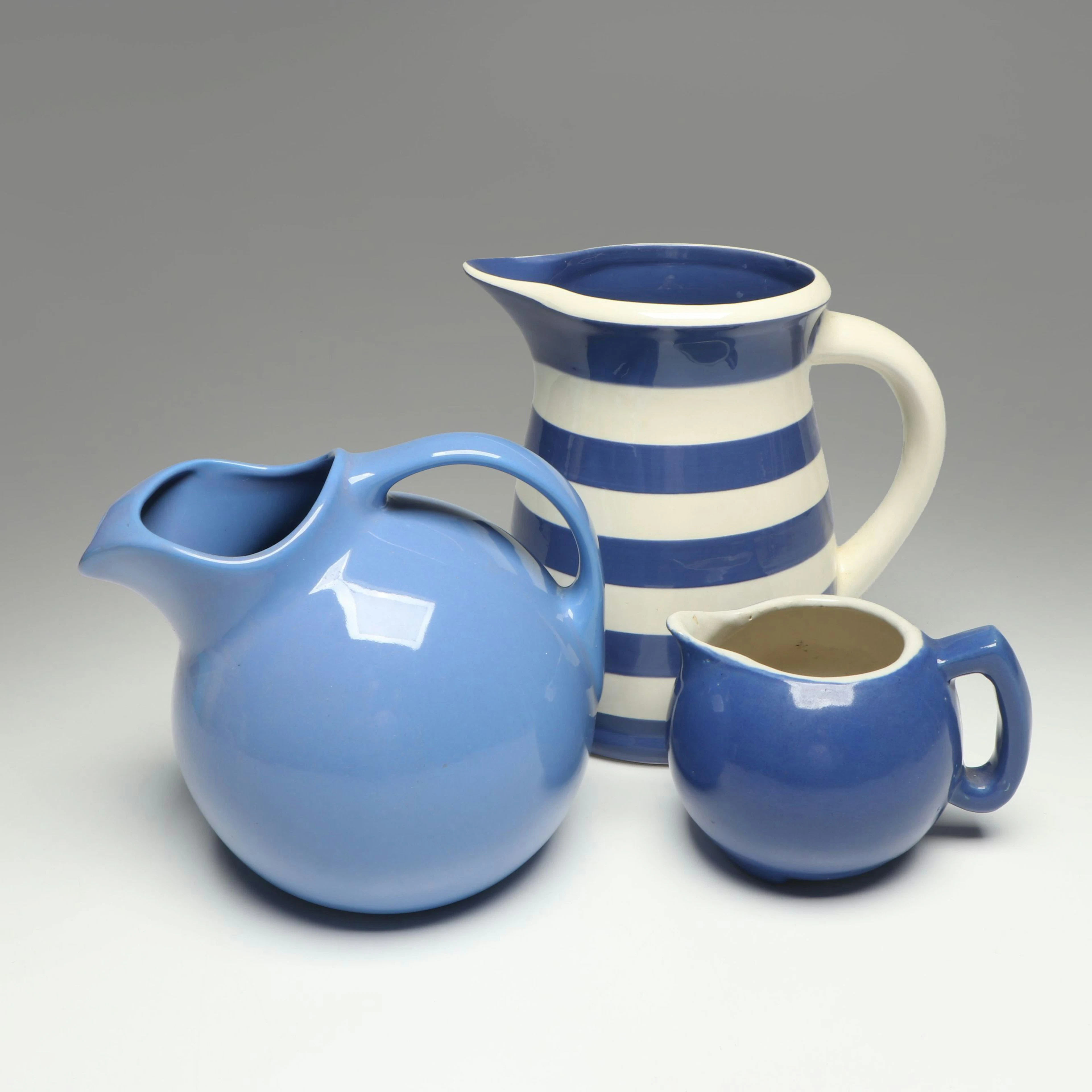 Hall Ceramic Ball Jug with More Blue Ceramic Pitchers