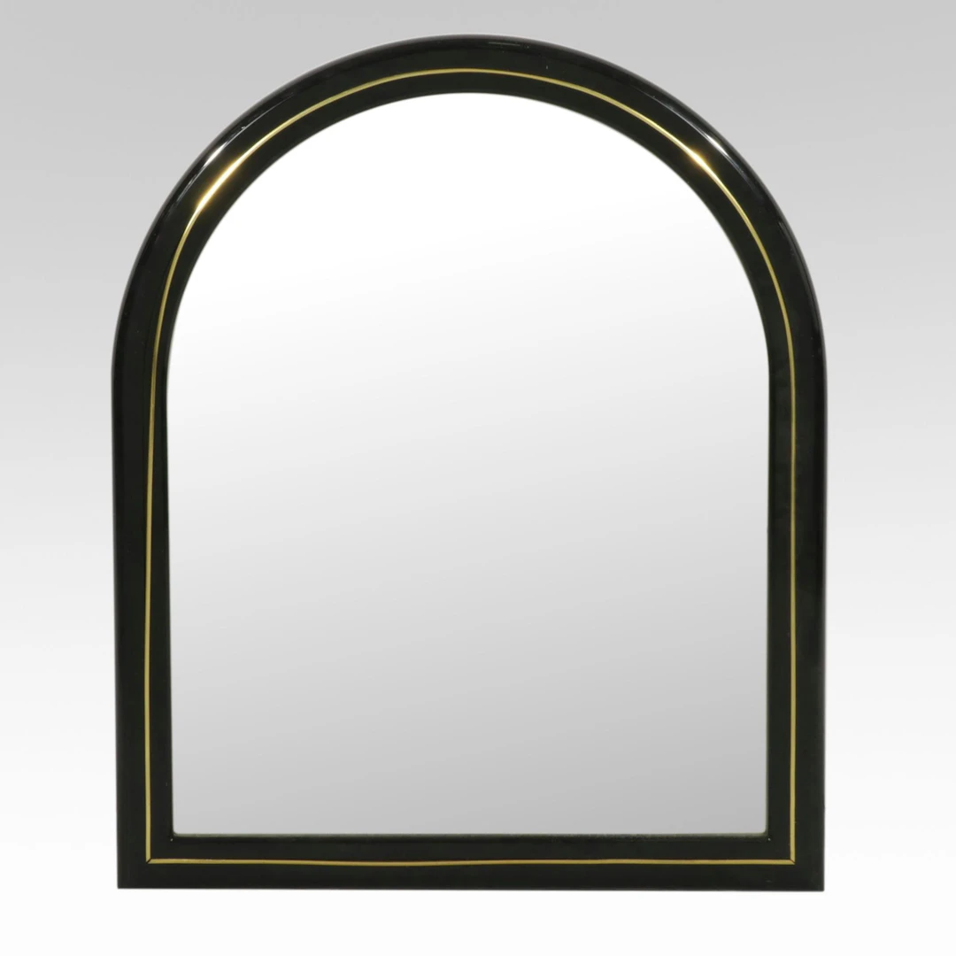Black Enameled Dome-Top Wall Mirror, Late 20th Century