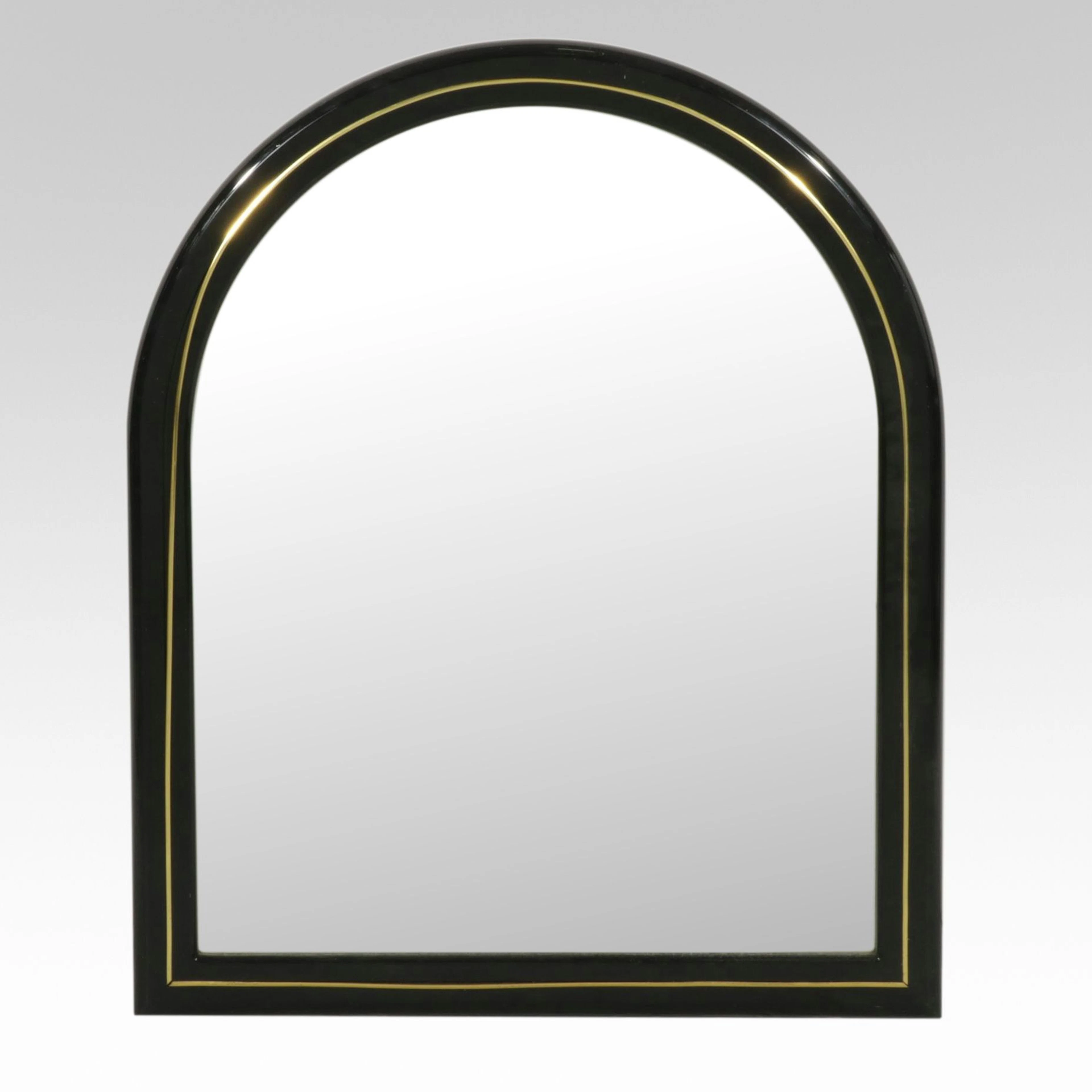 Black Enameled Dome-Top Wall Mirror, Late 20th Century