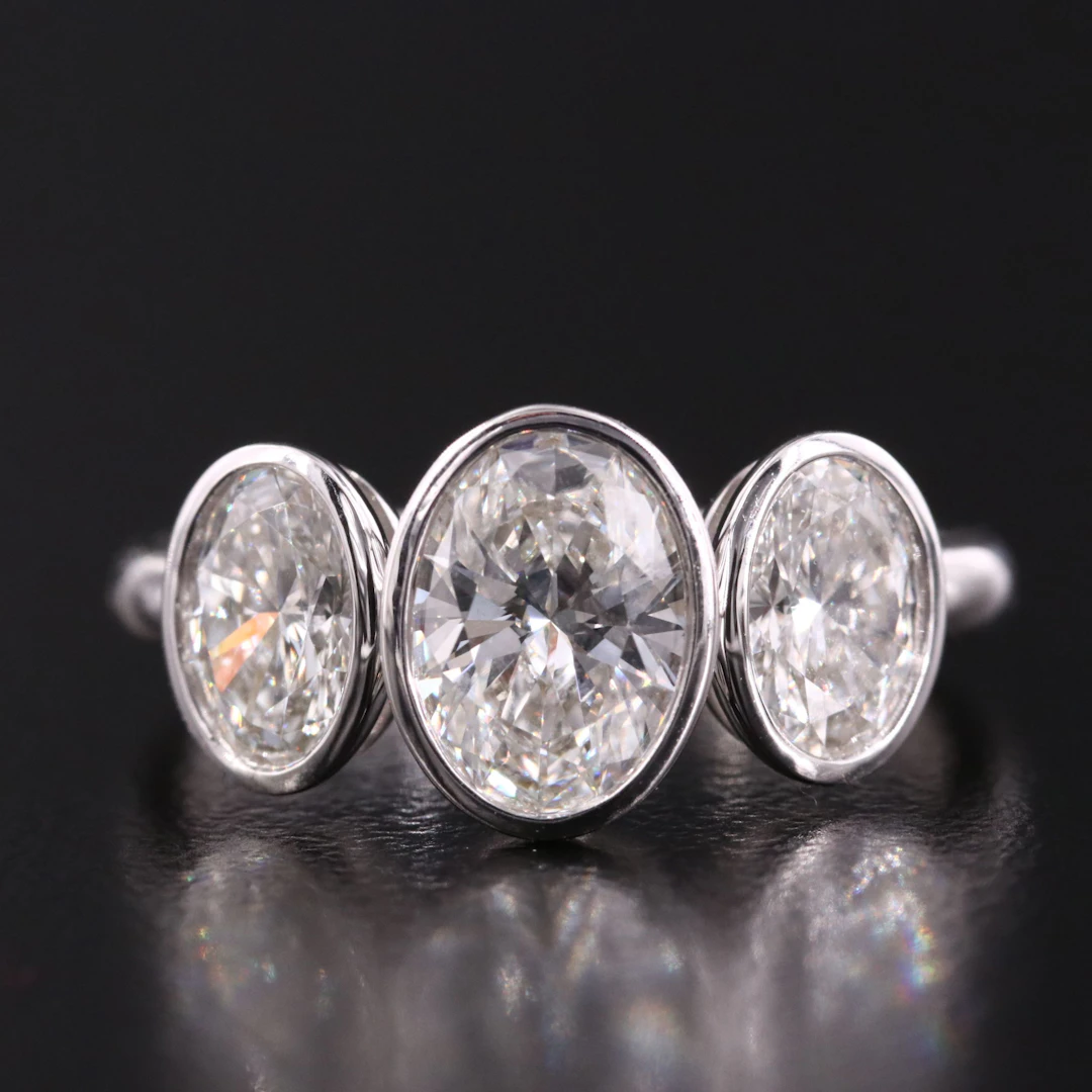 14K 2.00 CTW Lab Grown Diamond Three Stone Ring with IGI Report