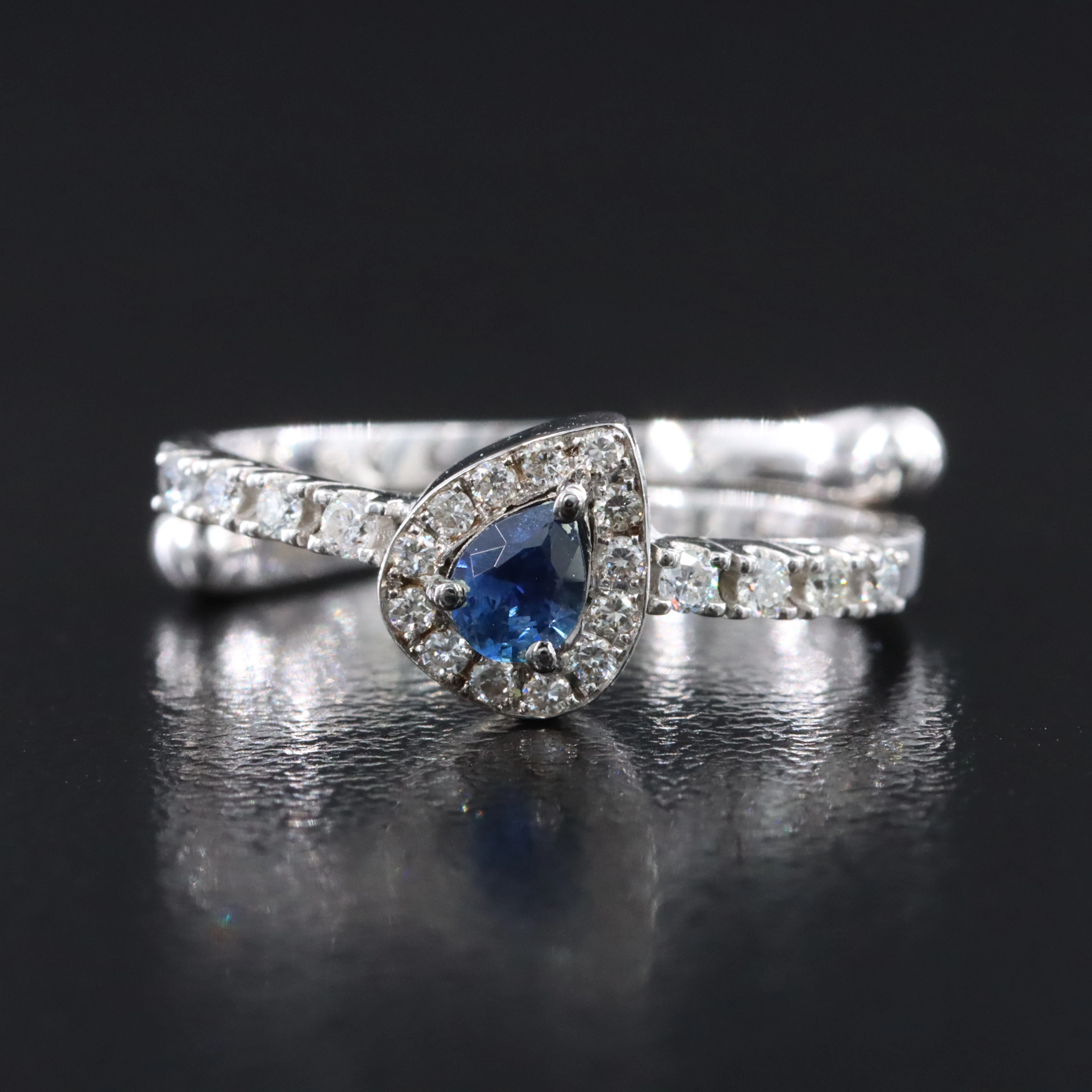 18K Sapphire and Diamond Bypass Ring