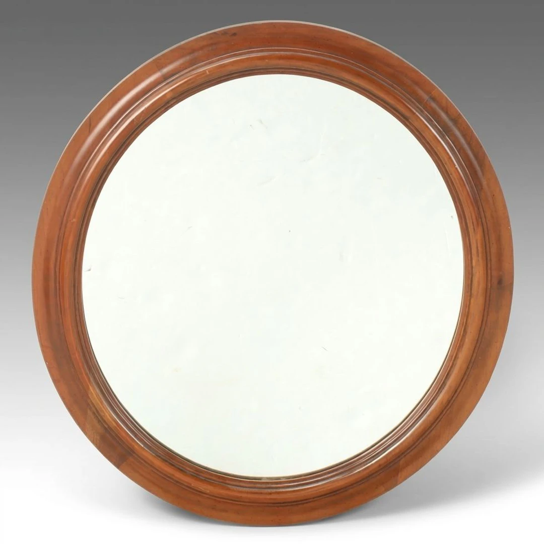 Classic Wooden Round Wall Mirror