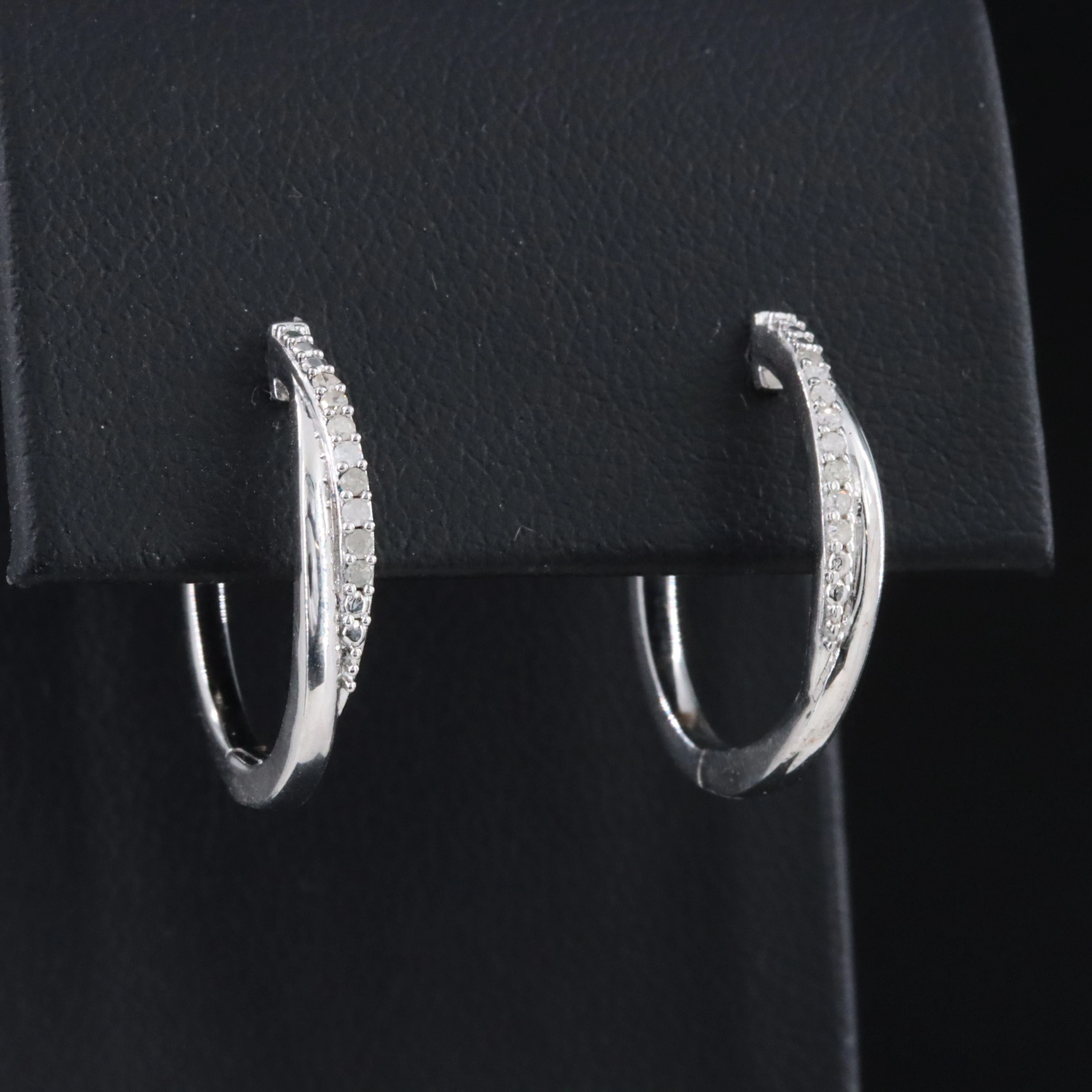 EFFY Sterling Diamond Cross Over Hoop Earrings