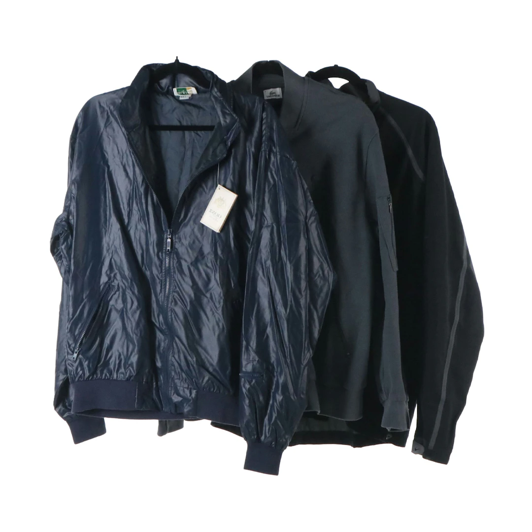 Men's Izod Club Blue Nylon & Lacoste Cotton Zip Jackets W/ Nike Golf
