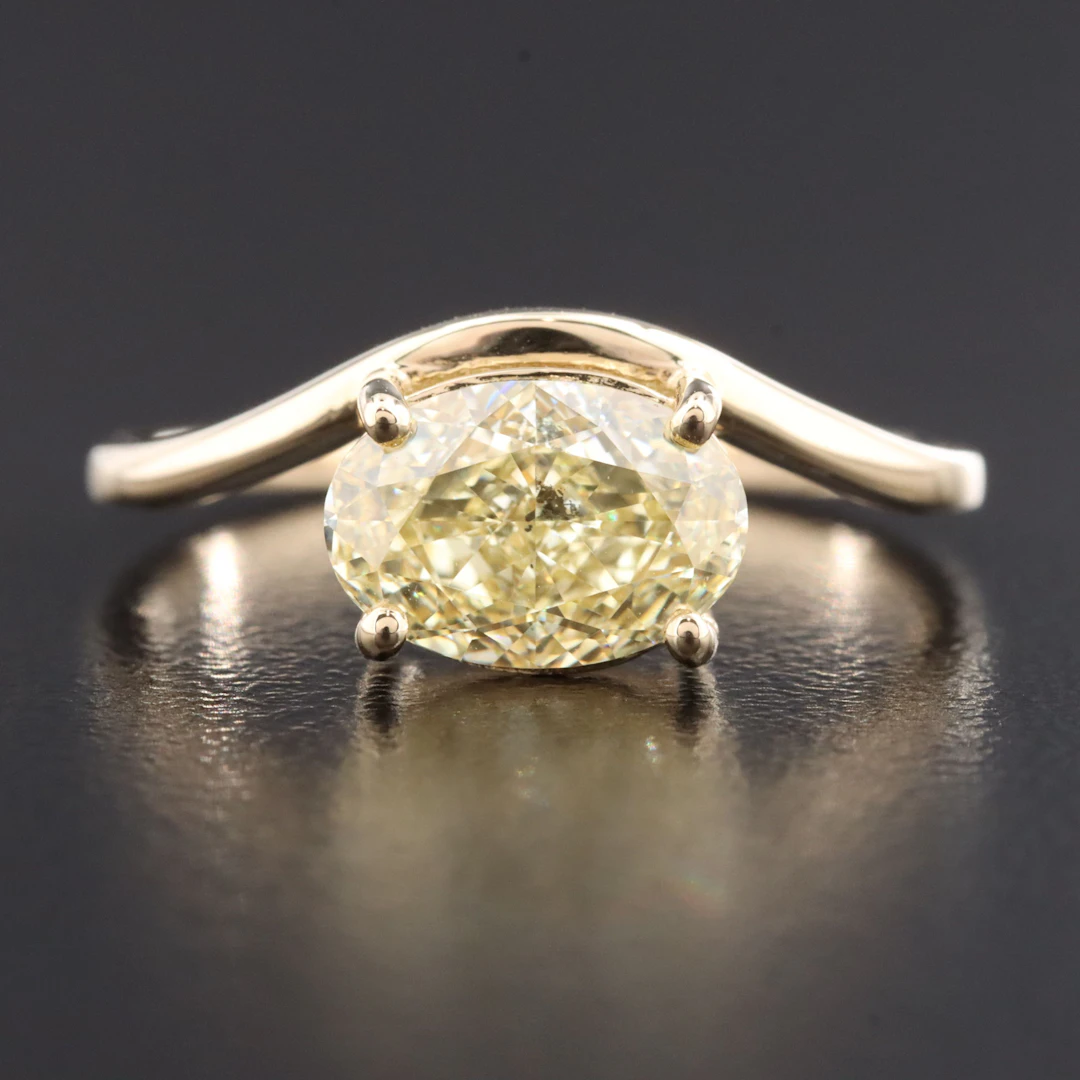 14K 1.59 CT Fancy Intense Yellow Lab Grown Diamond Ring with IGI Report