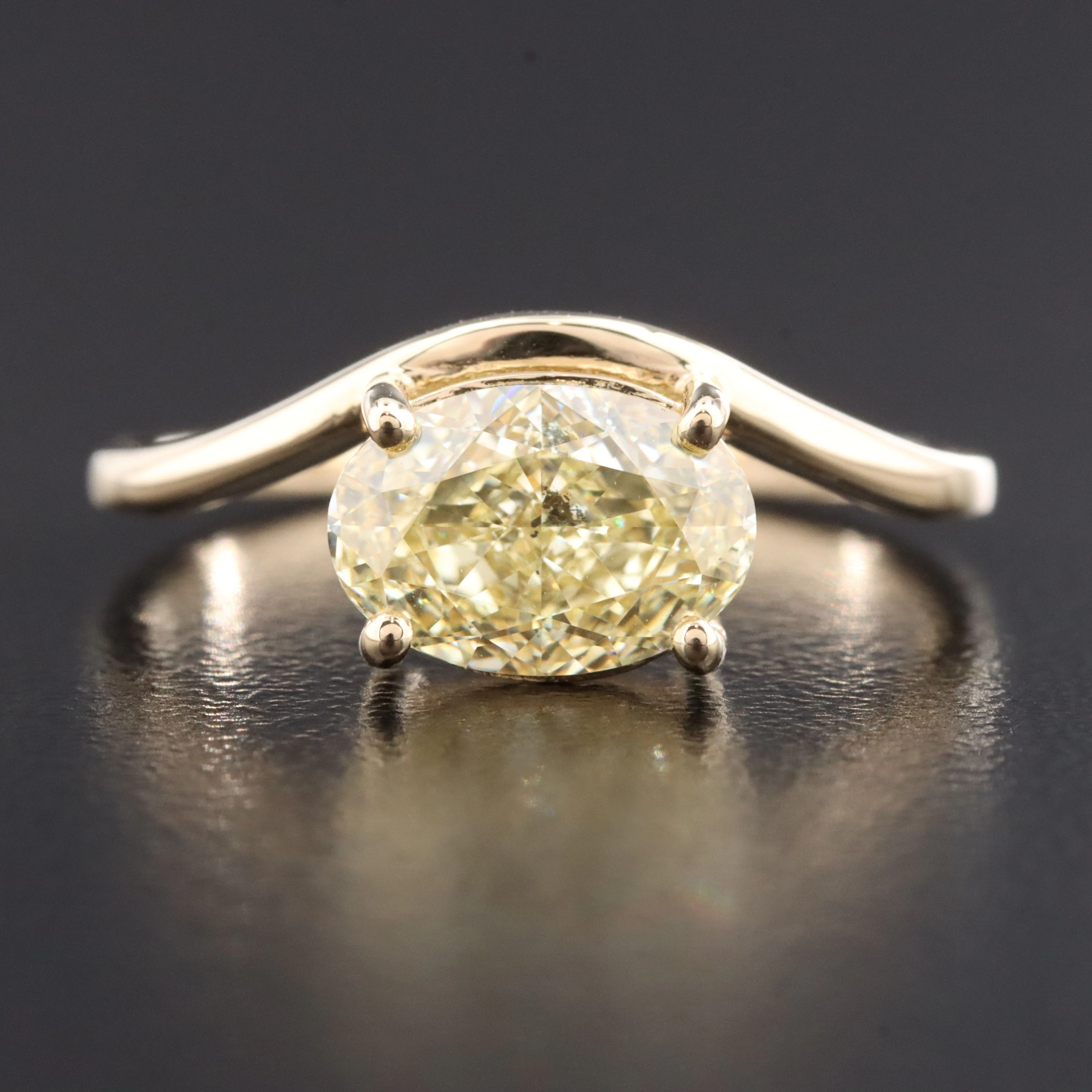 14K 1.59 CT Fancy Intense Yellow Lab Grown Diamond Ring with IGI Report