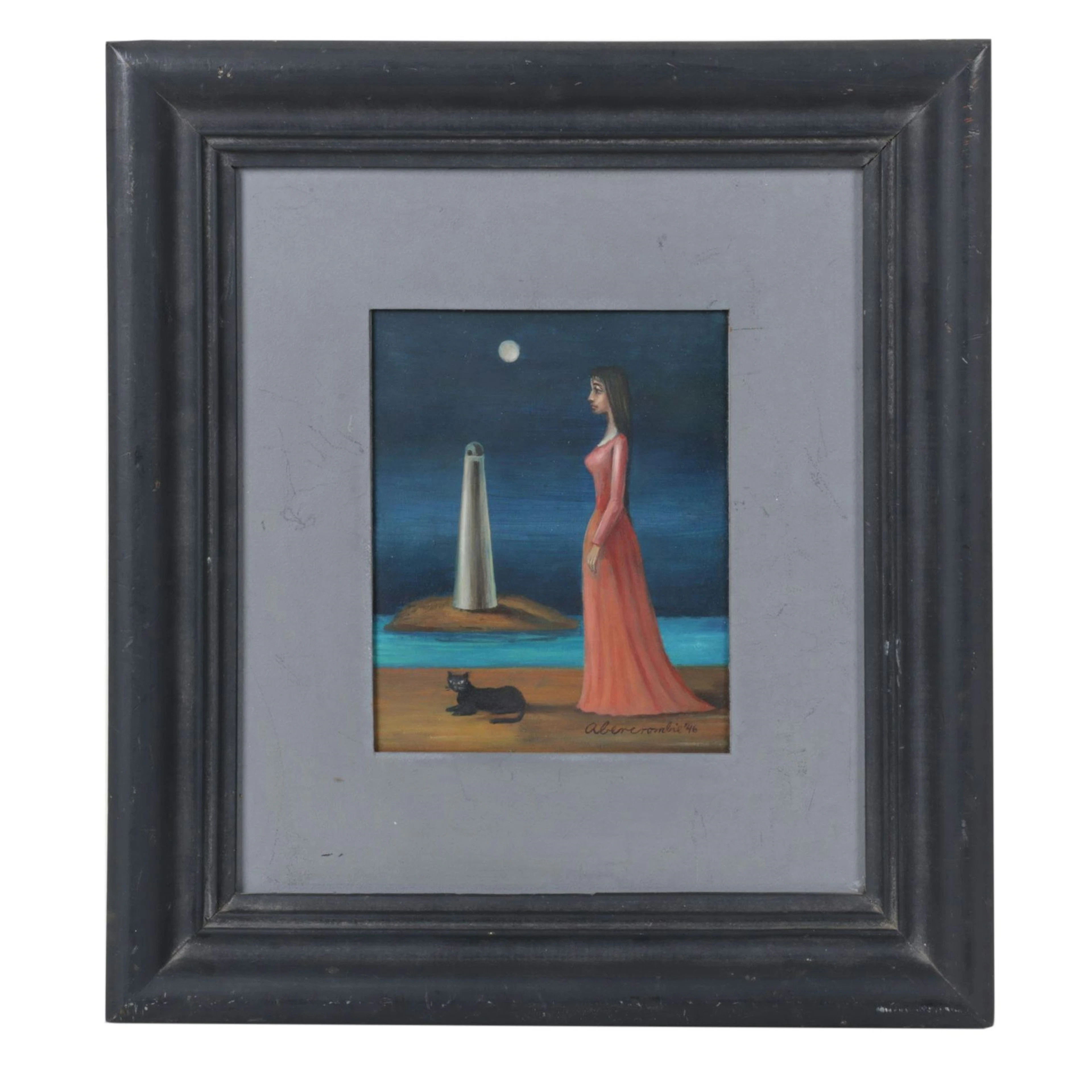 Surrealist Oil Painting Attributed to Gertrude Abercrombie "At the Seashore"
