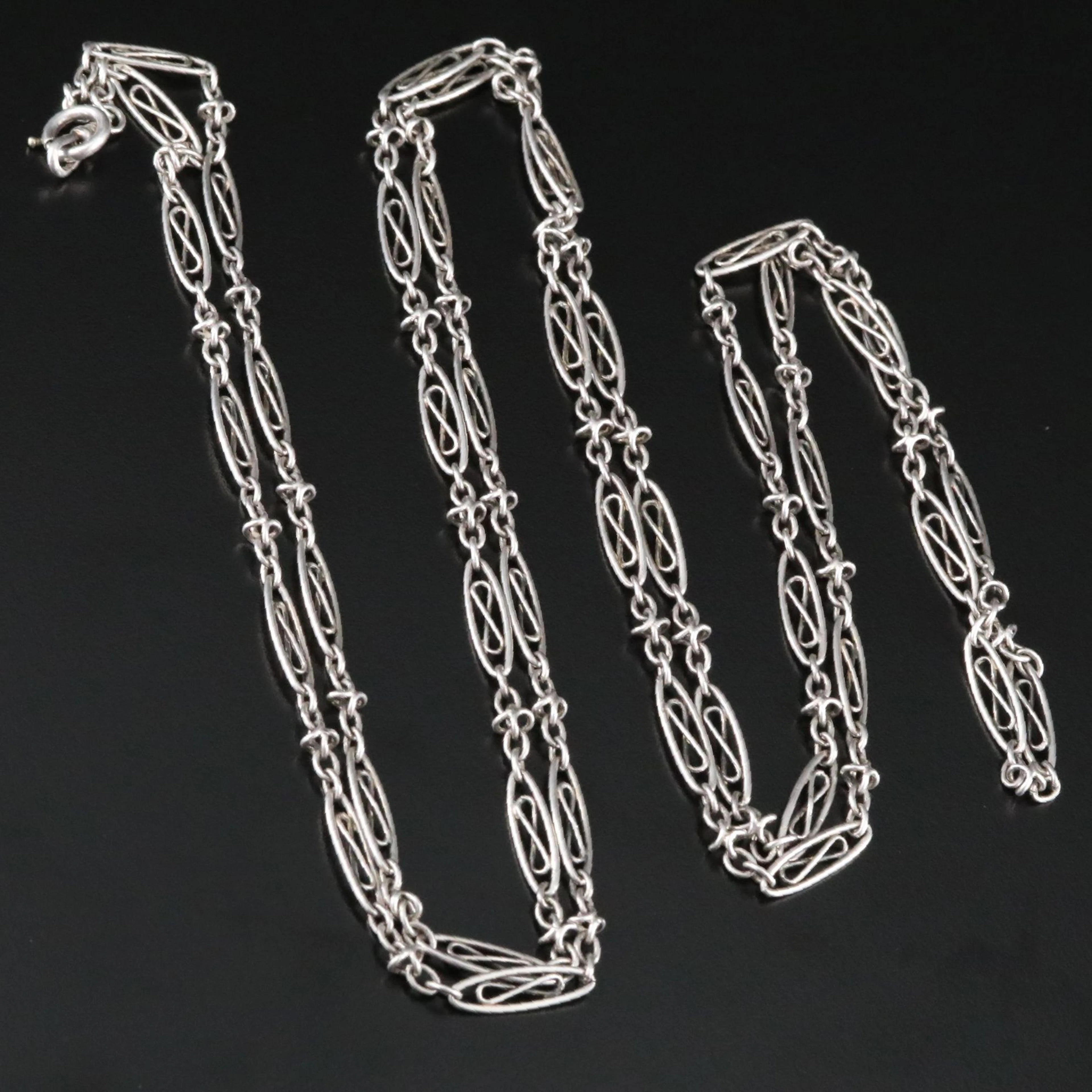 Vintage 950 Silver Infinity Link Watch Chain