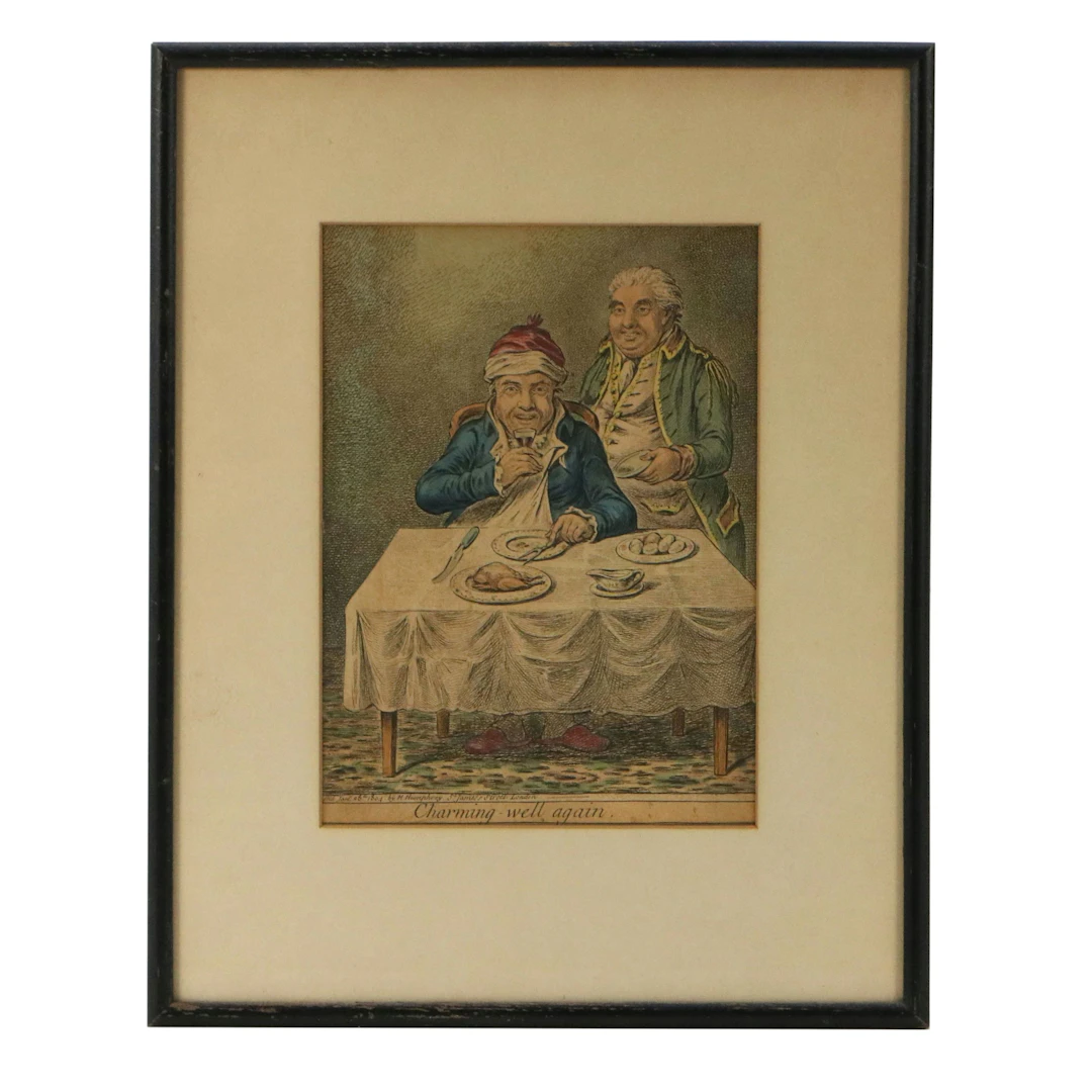 James Gillray Satirical Hand-Colored Etching "Charming - well again,"