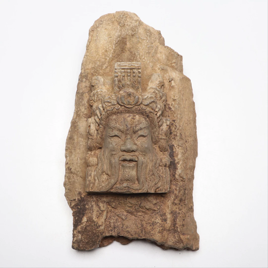 East Asian Style Stone Fragment Relief Temple Carving Wall Hanging