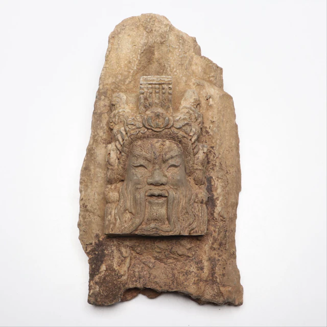 East Asian Style Stone Fragment Relief Temple Carving Wall Hanging