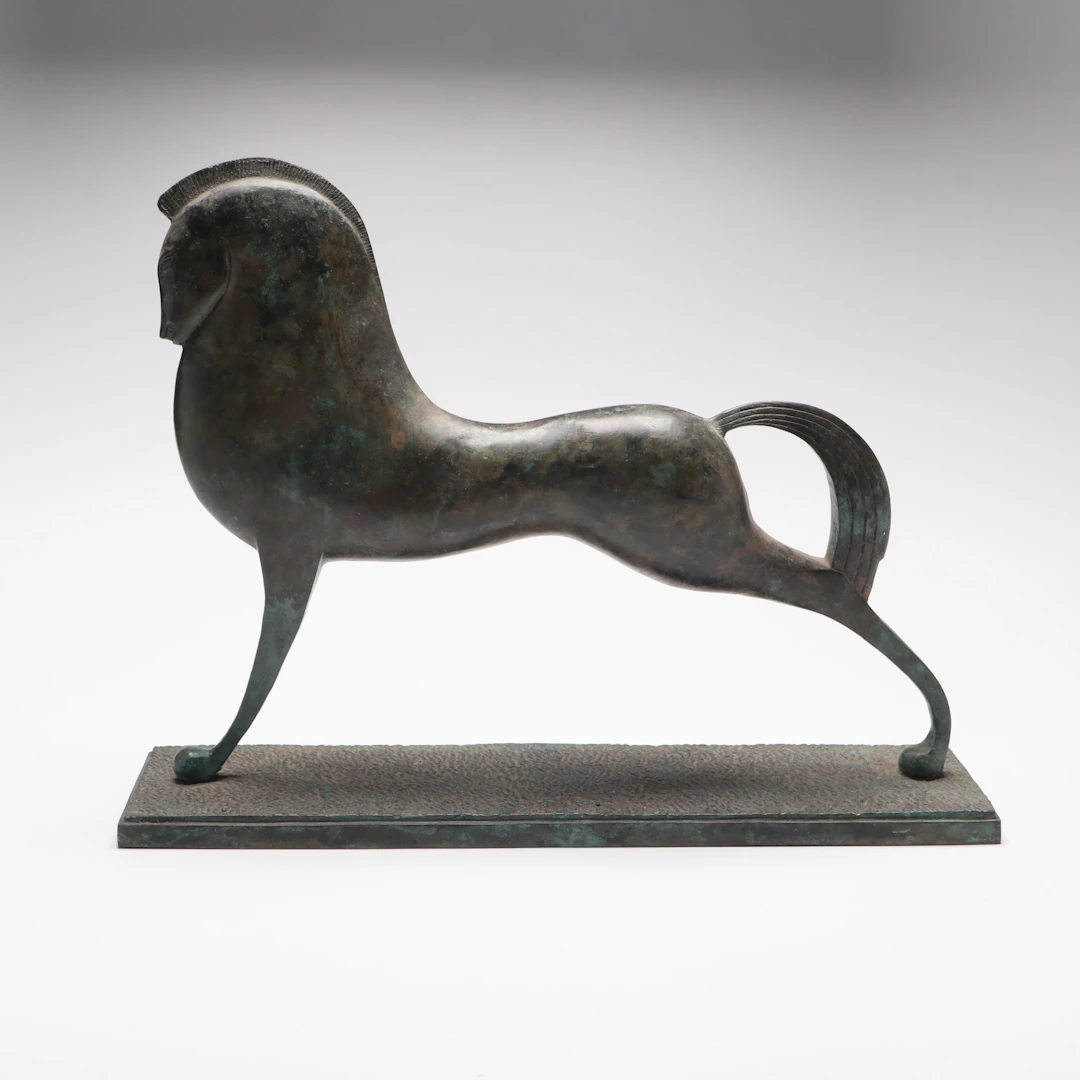 Attributed to Currey & Company "Assyrian Horse" Bronze Sculpture