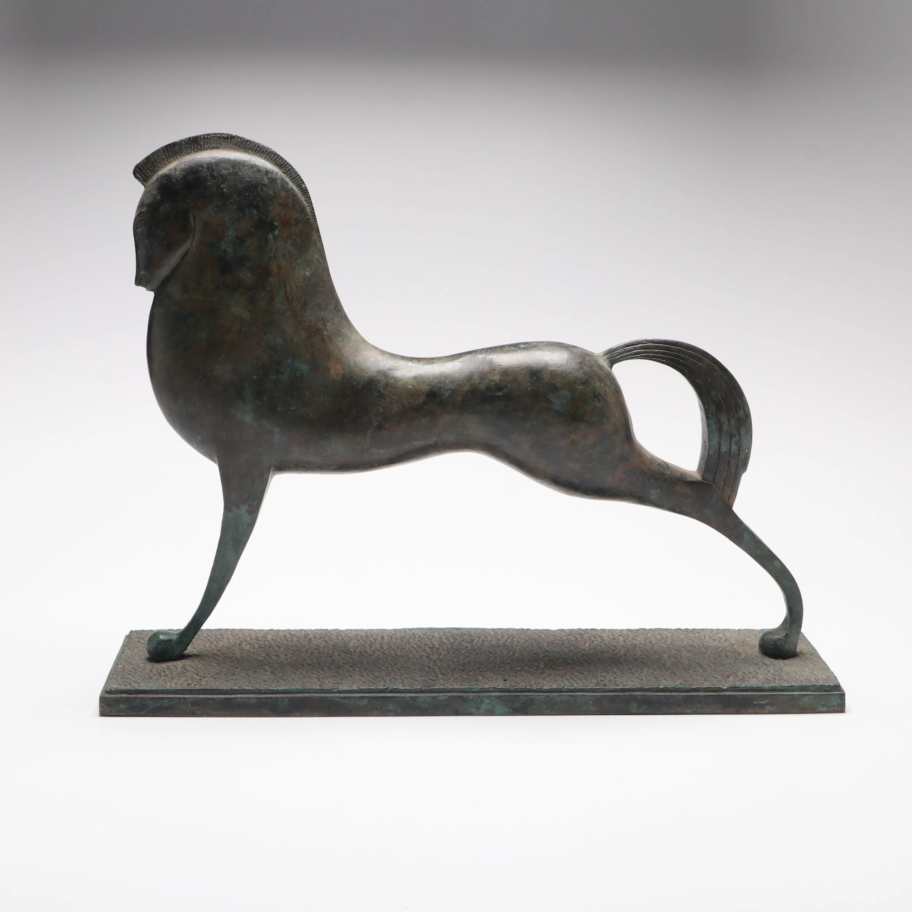 Attributed to Currey & Company "Assyrian Horse" Bronze Sculpture