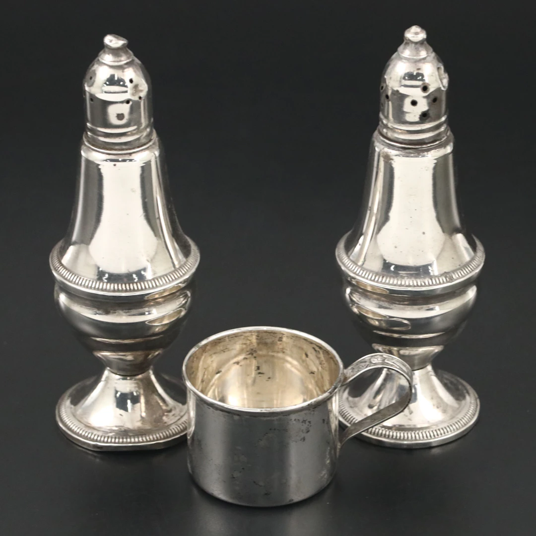 Duchin Creation Sterling Silver Shakers with Lunt Baby Cup
