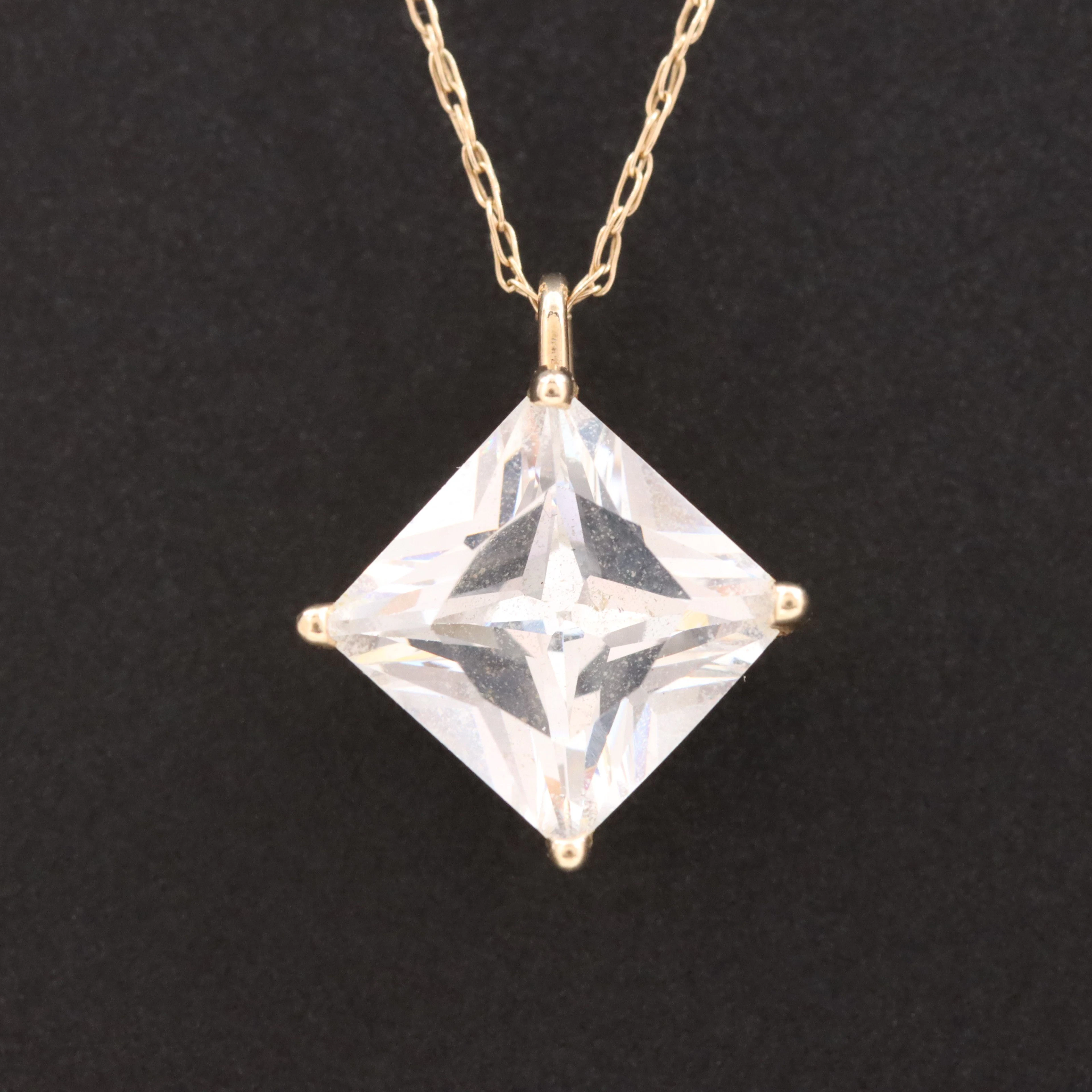 10K CZ Solitaire Necklace