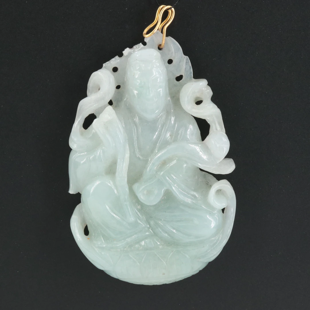 18K Jadeite Guanyin Pendant