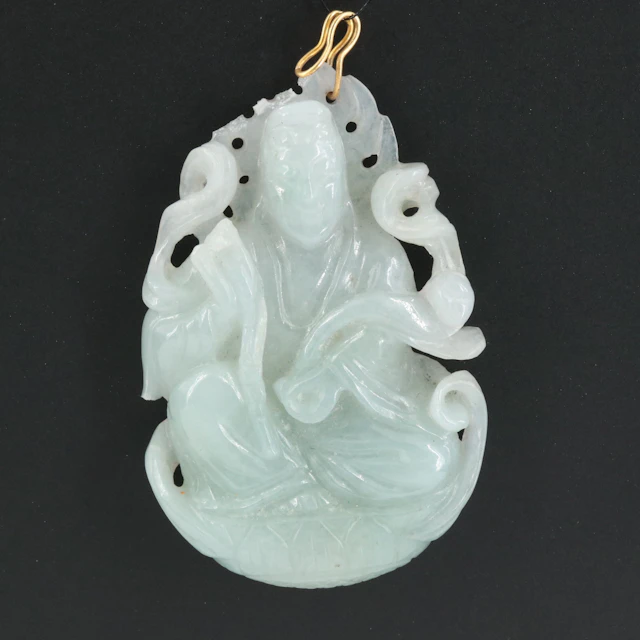 18K Jadeite Guanyin Pendant