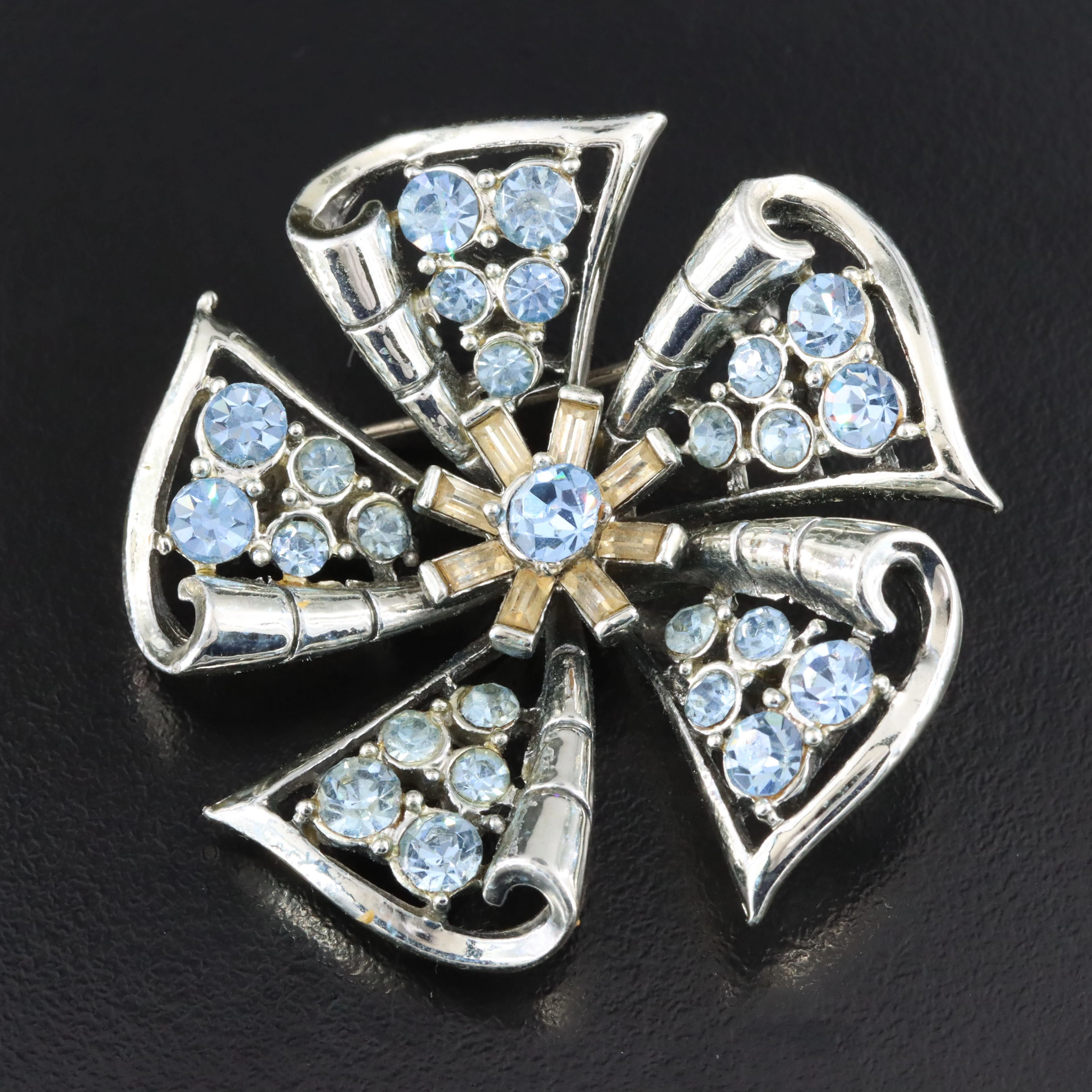 Coro Rhinestone Pinwheel Flower Brooch
