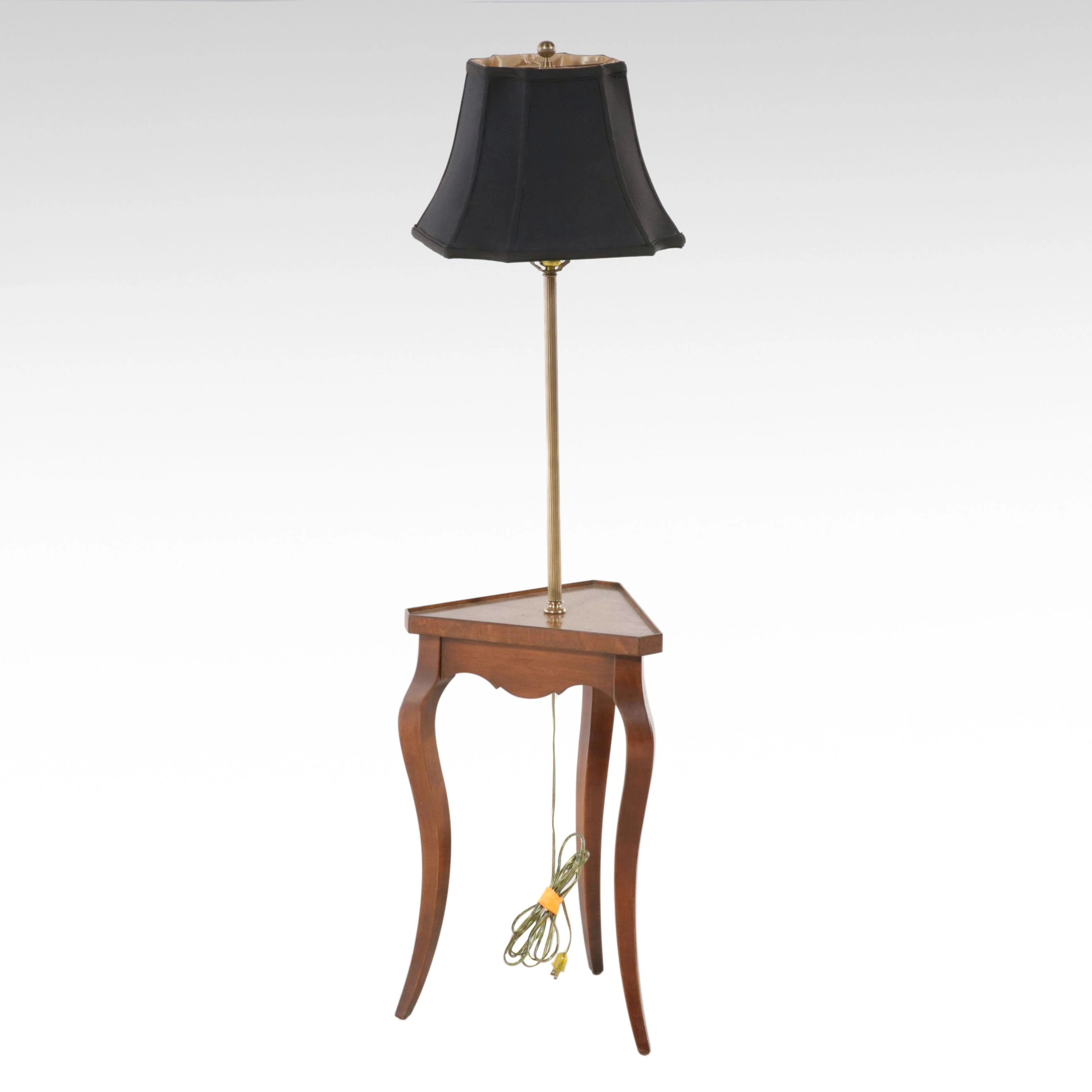 Frederick Cooper Queen Anne Style Triangle Table Floor Lamp w/ Concertina Shade