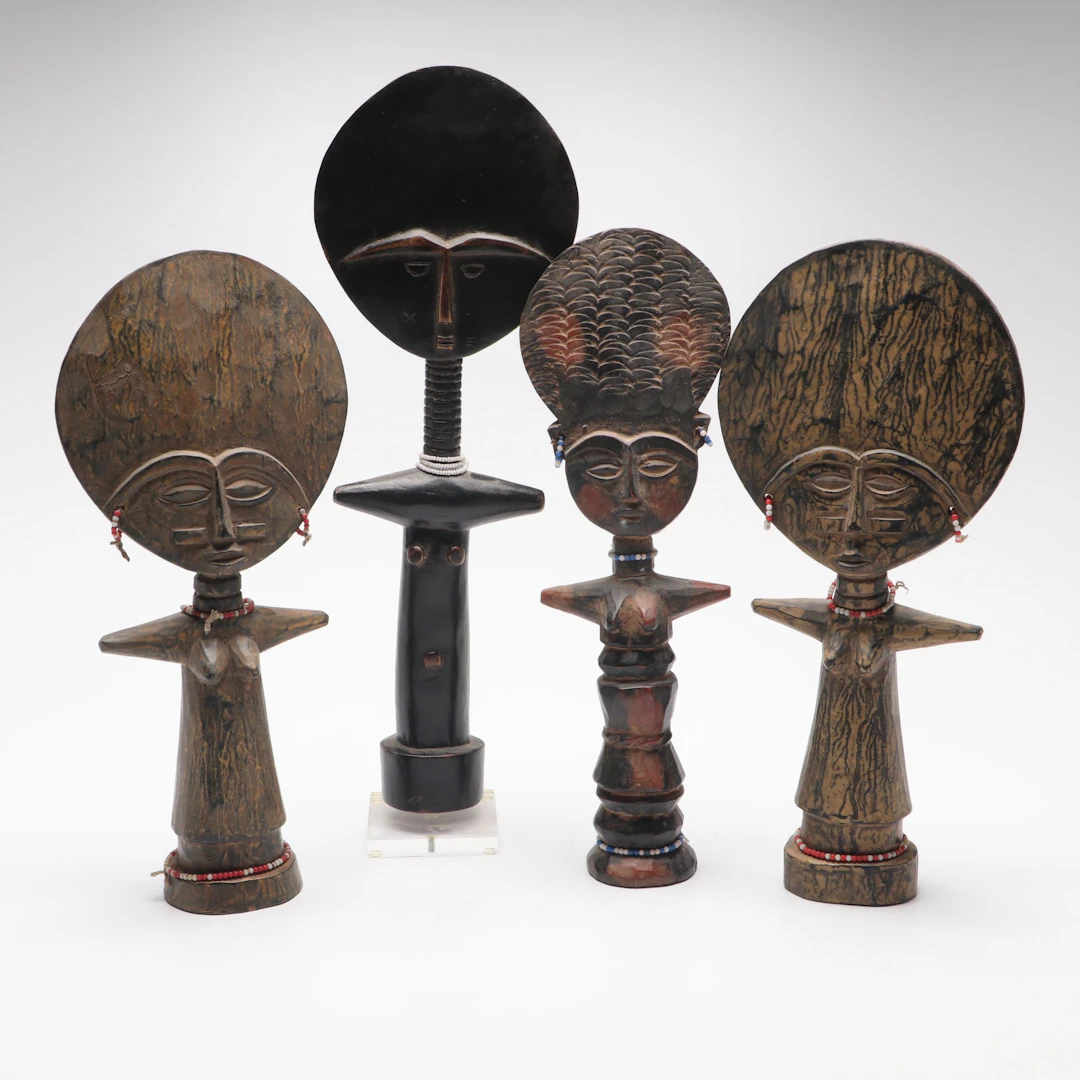 Ghanaian Asante Hand-Carved Akua’ba Fertility Dolls