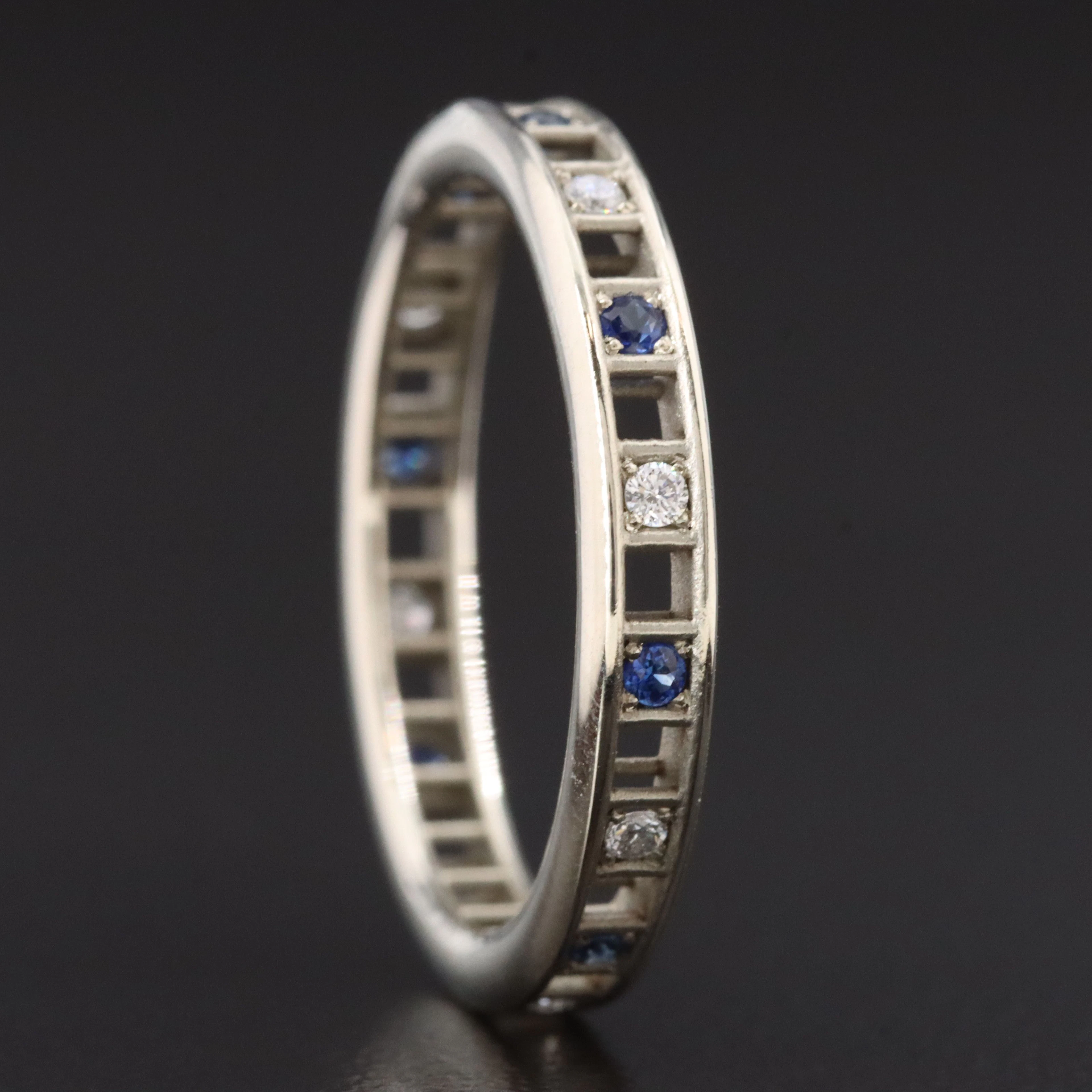 19K Diamond and Sapphire Eternity Band