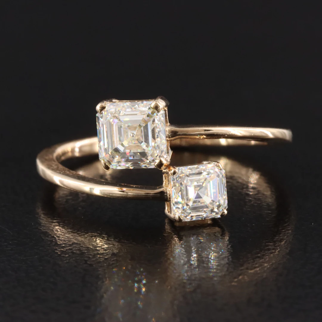 14K 1.42 CTW Diamond Bypass Ring with GIA Reports