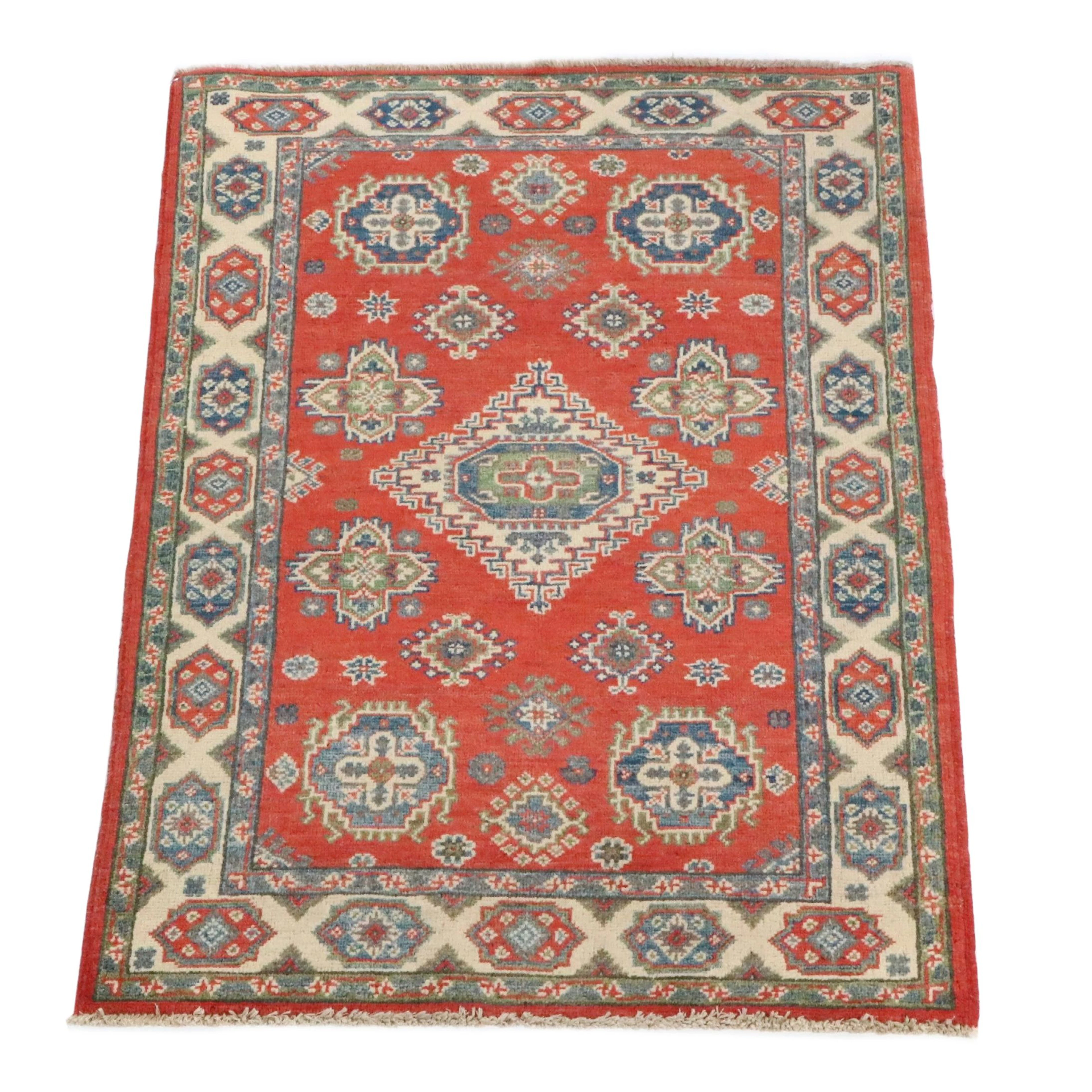 3'2 x 5'1 Hand-Knotted Afghan Kazak Area Rug